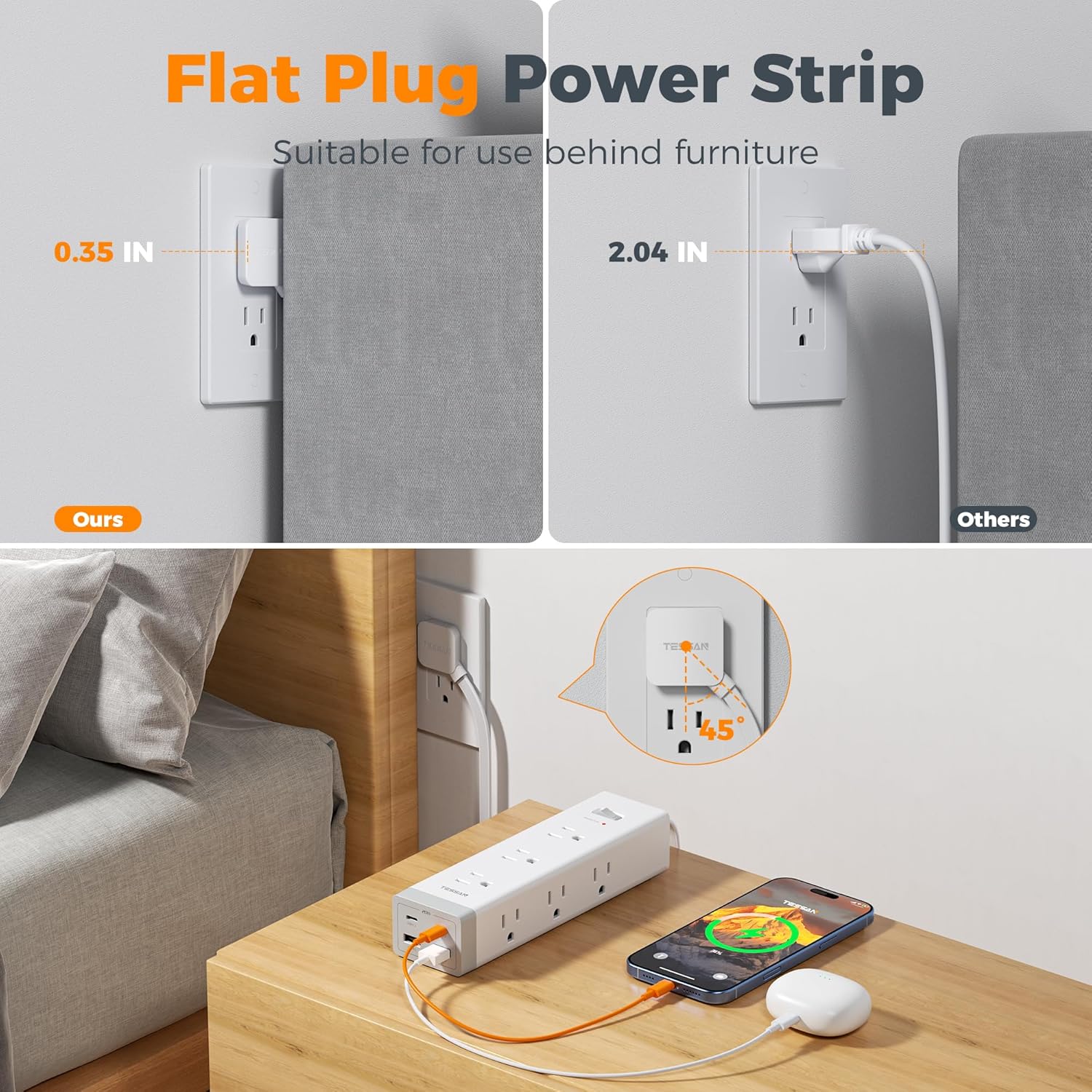 TESSAN 10 FT Surge Protector PD 20W PS09 - Image 6
