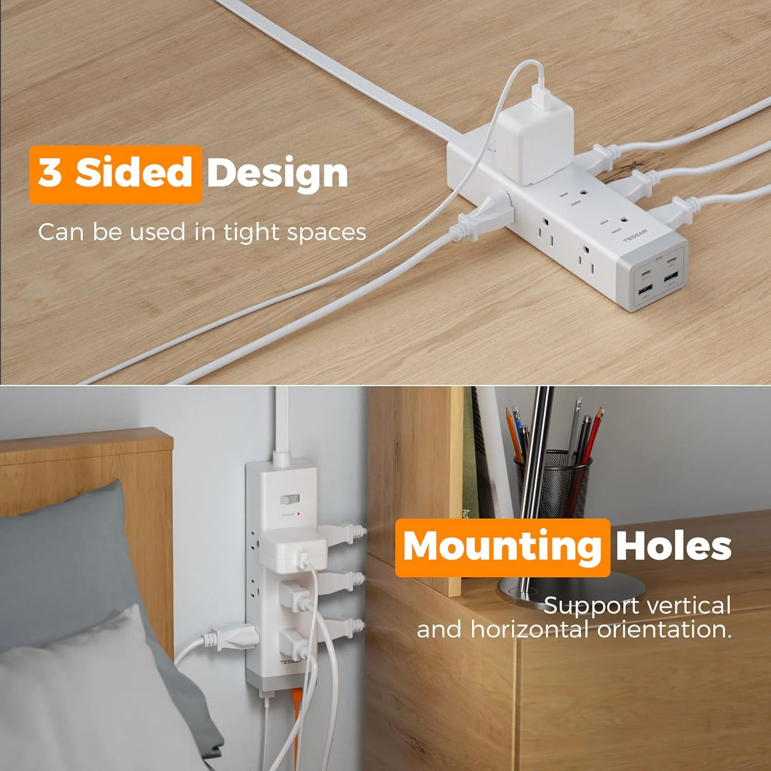 TESSAN 10 FT Surge Protector PD 20W PS09 - Image 7