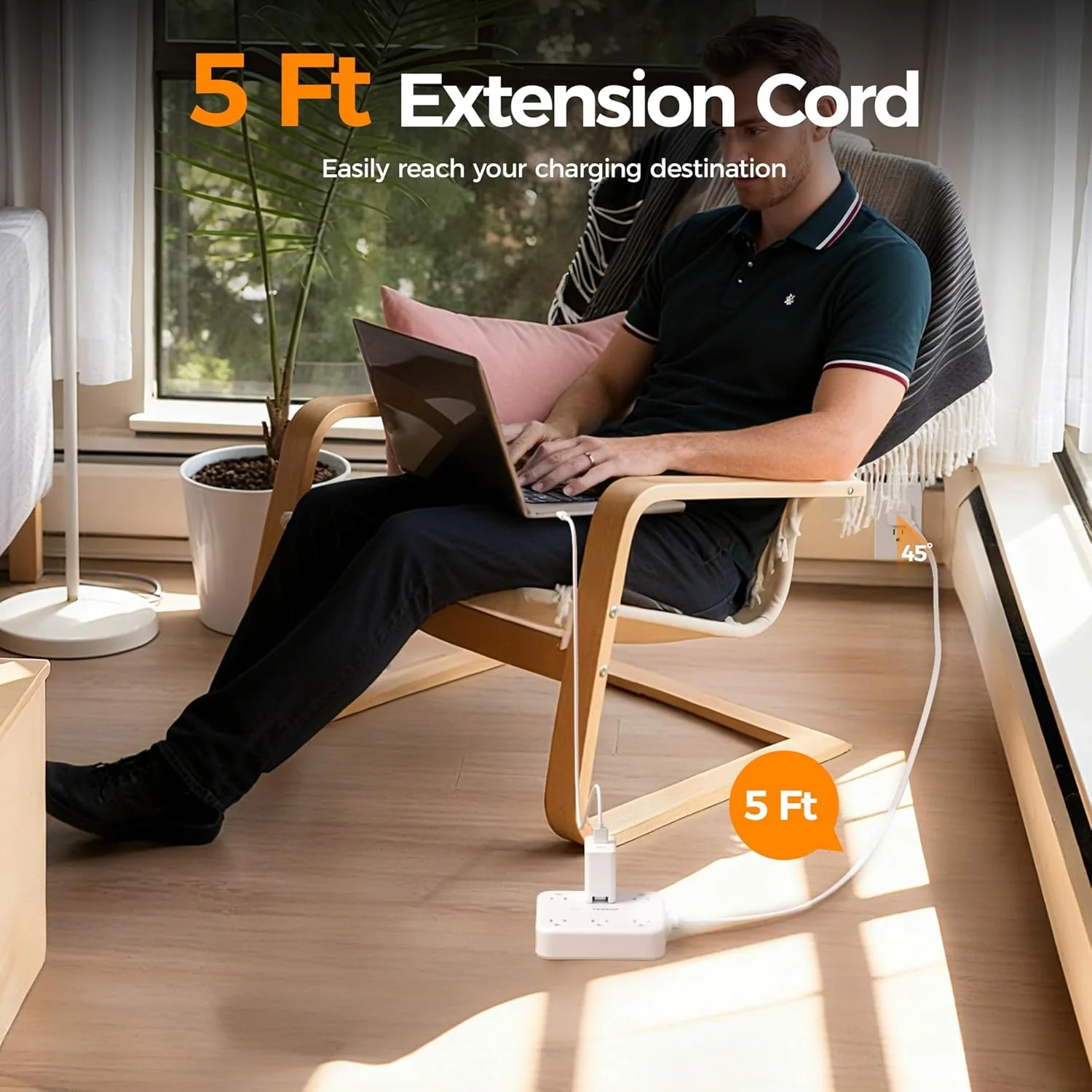 TESSAN 5 Ft Surge Protector Power Strip PS08 - Image 5