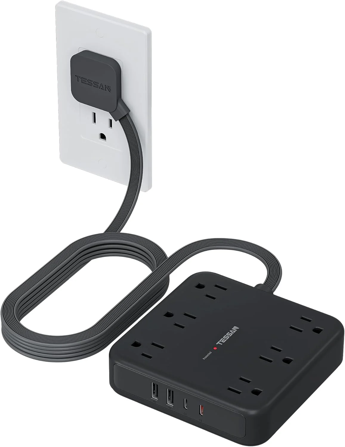 TESSAN 5 Ft Surge Protector Power Strip PS08 - Image 9