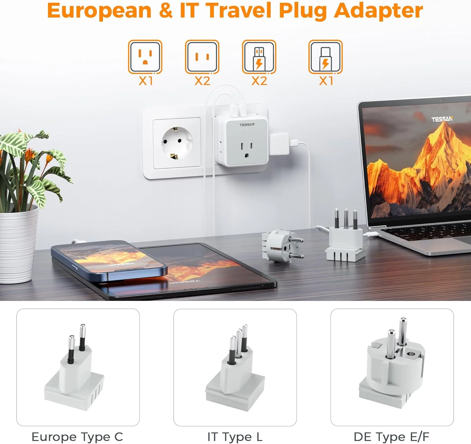 TESSAN All European Travel Plug Adapter Kit 121 - Image 7