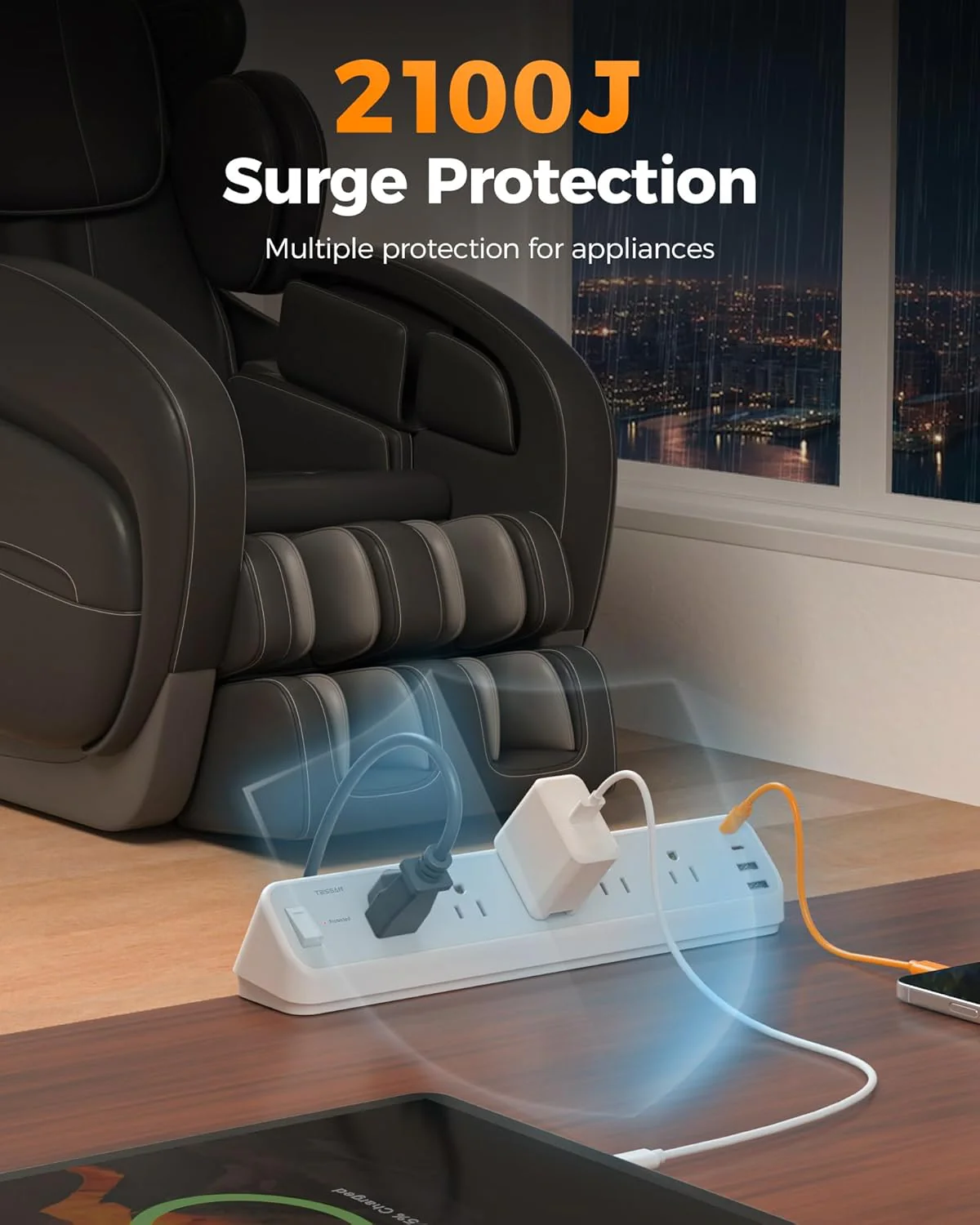 TESSAN Desk Clamp 2100J Surge Protector Power Strip PS06 - Image 4