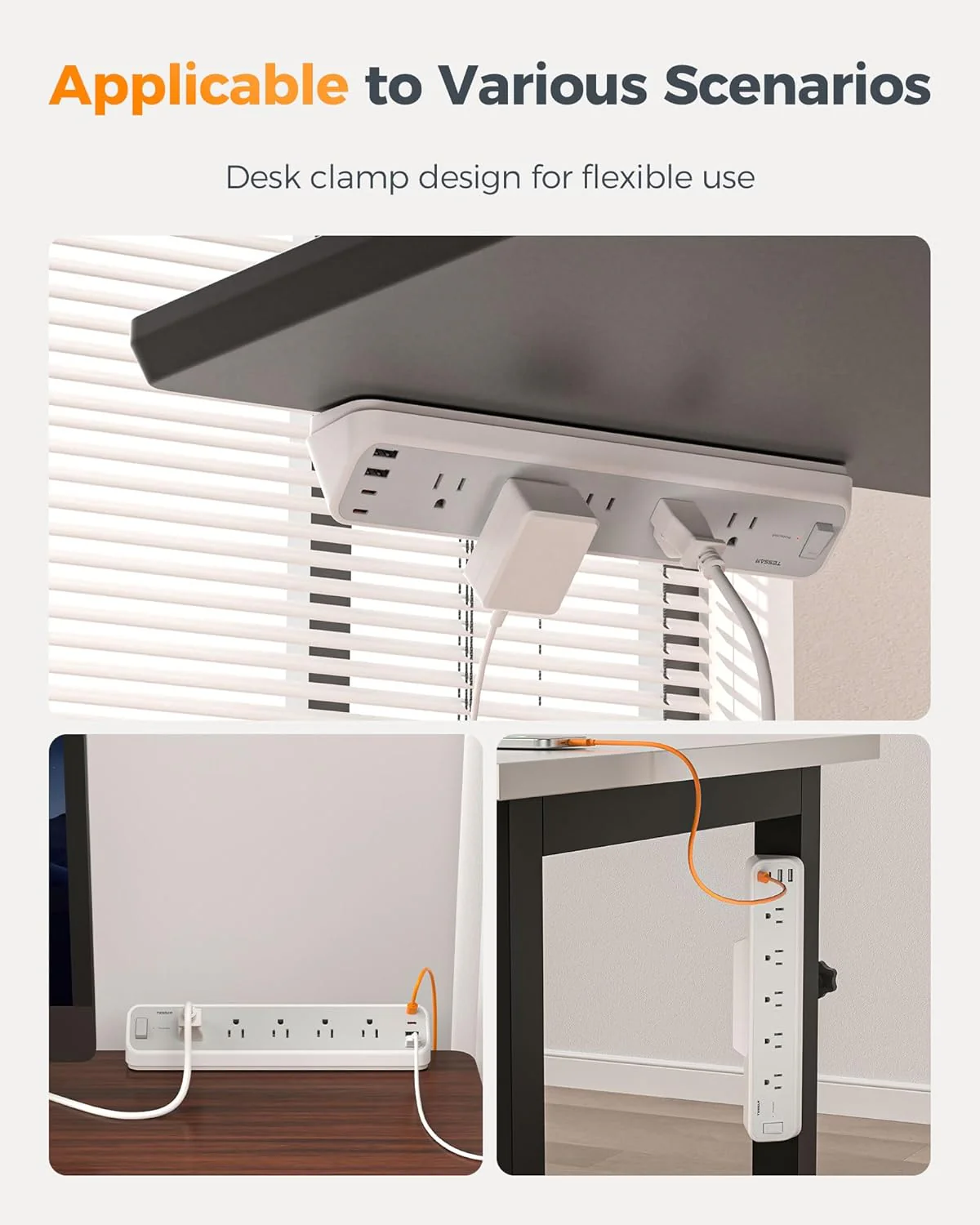 TESSAN Desk Clamp 2100J Surge Protector Power Strip PS06 - Image 7