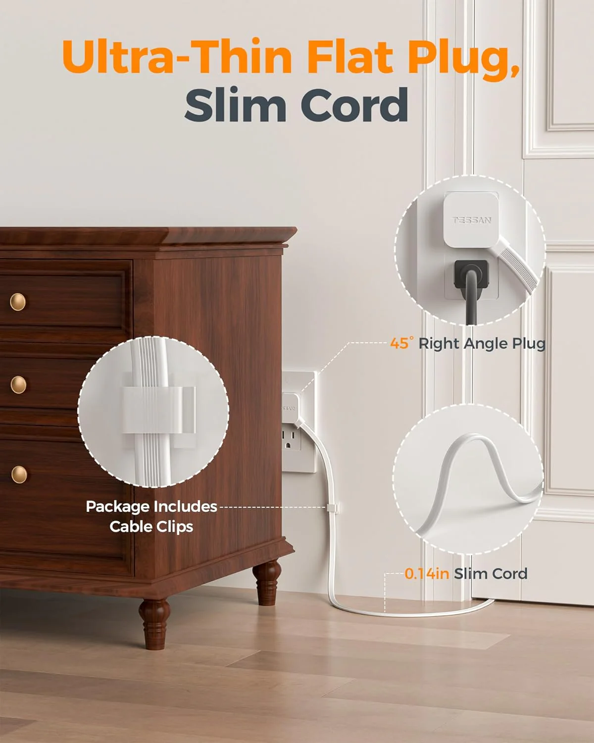 TESSAN Desk Clamp 2100J Surge Protector Power Strip PS06 - Image 8