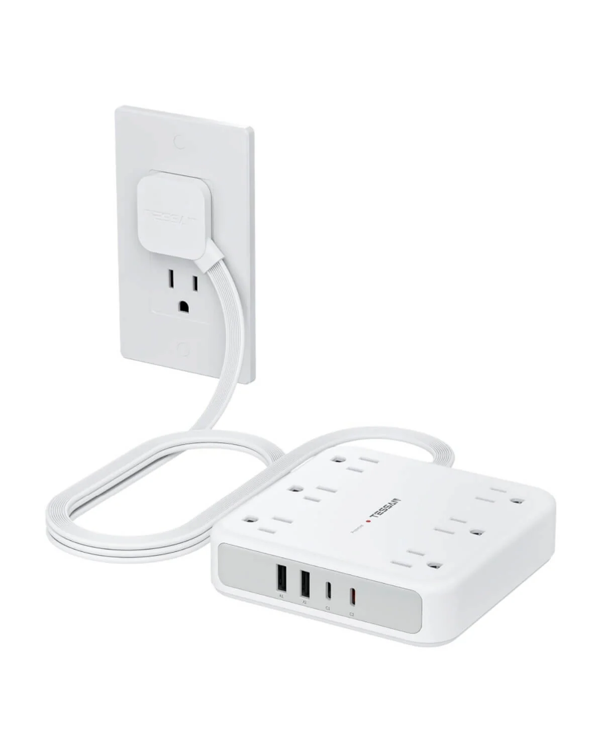 TESSAN Flat Extension Cord Surge Protector Power Strip - Image 10