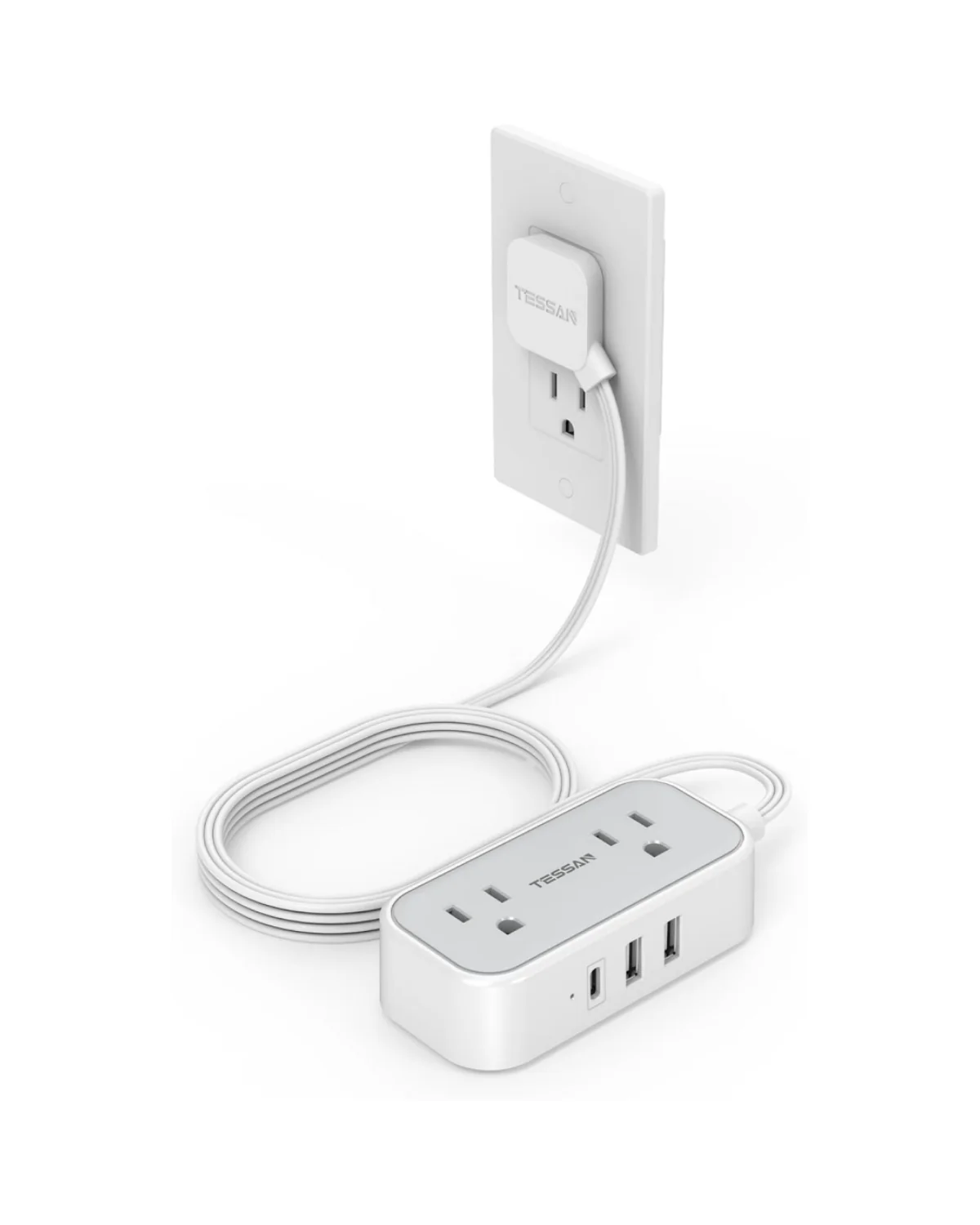Tessan Flat Plug Power Strip 3 USB Ports 105 - Image 7