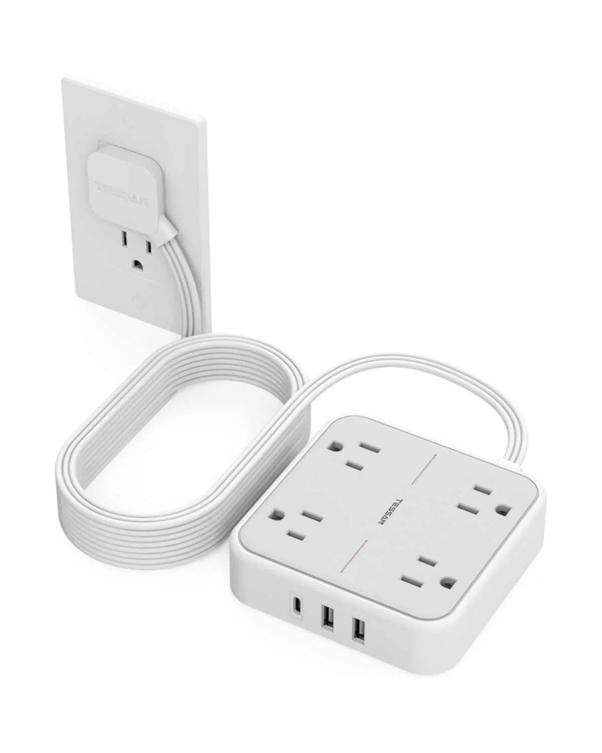 TESSAN Flat Plug Surge Protector Power Strip 102 - Image 10