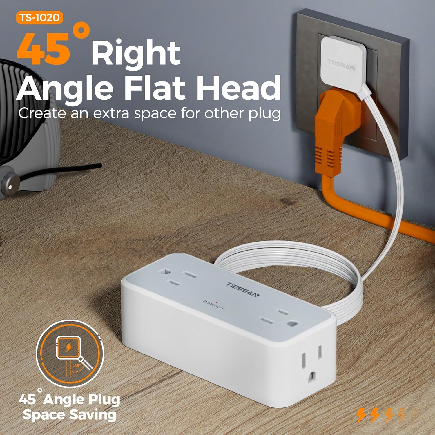 TESSAN Flat Plug Surge Protector Power Strip 1020 - Image 10