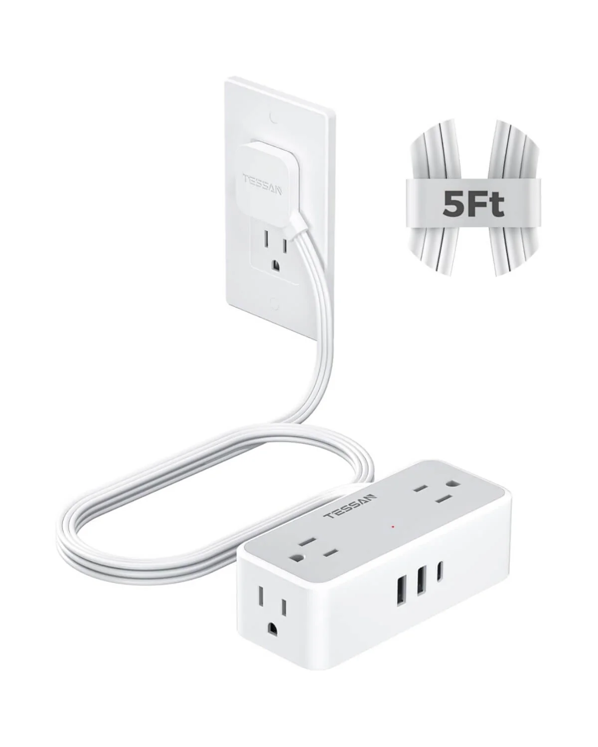 TESSAN Flat Plug Surge Protector Power Strip 1020 - Image 13