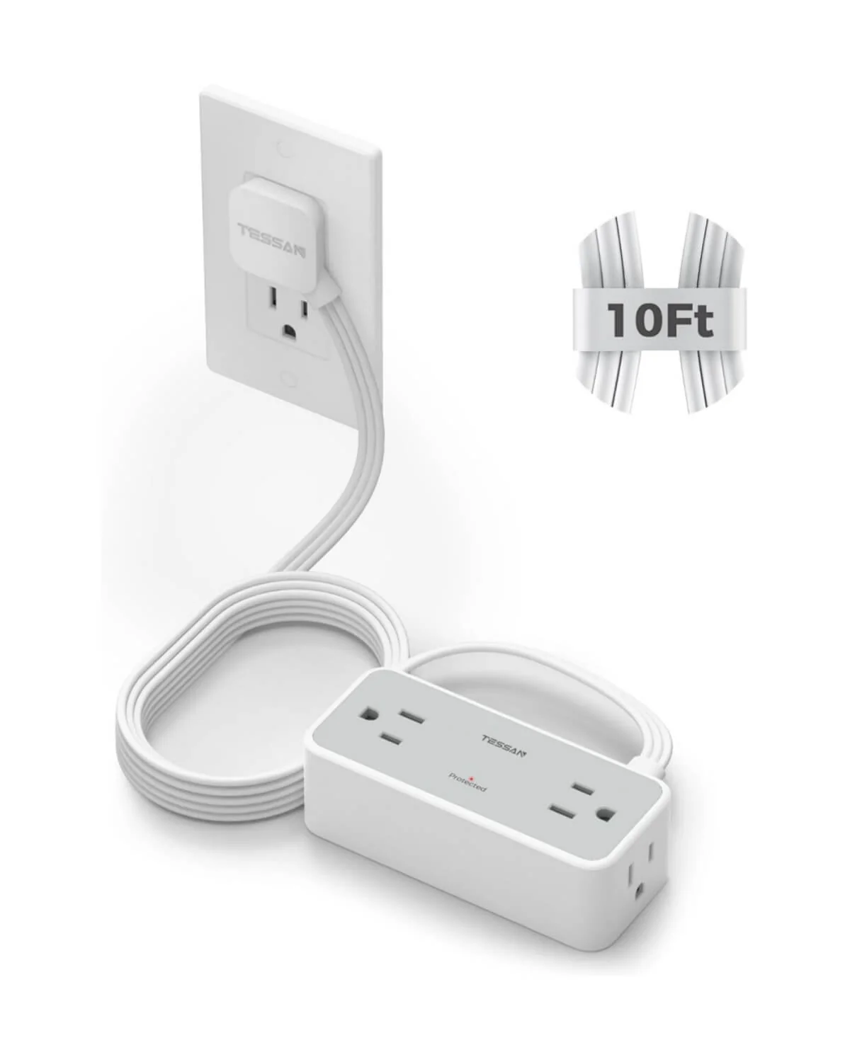 TESSAN Flat Plug Surge Protector Power Strip 1020 - Image 3