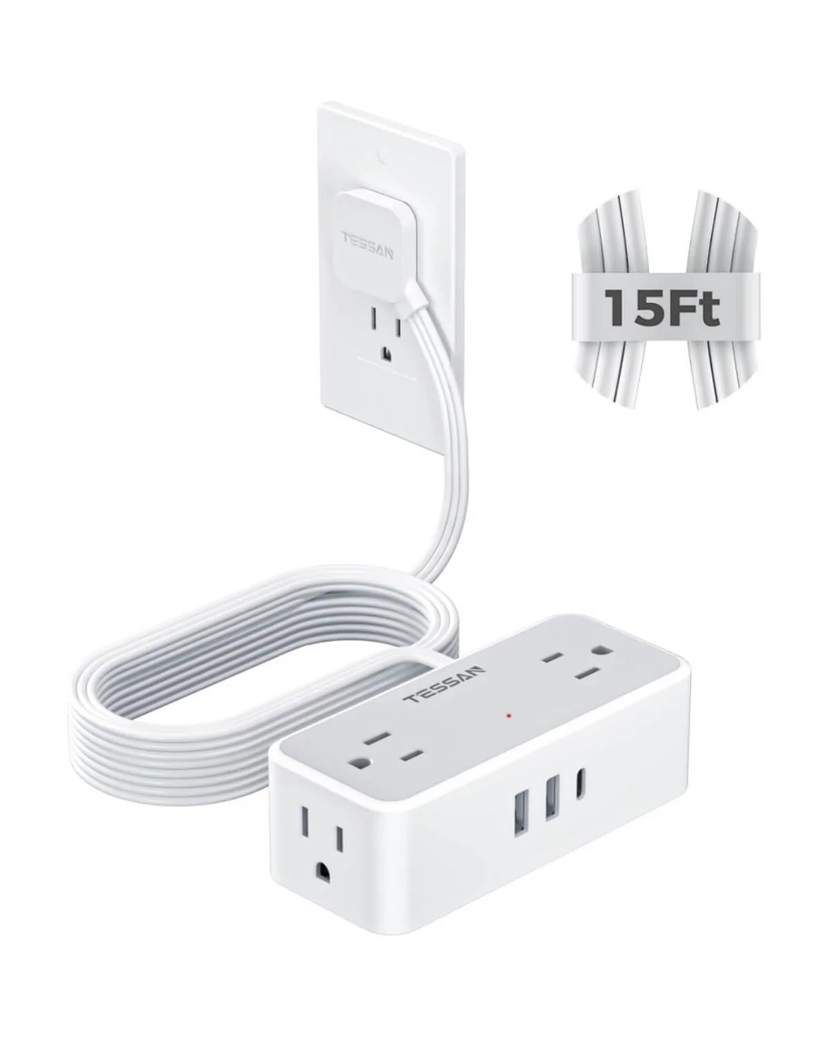 TESSAN Flat Plug Surge Protector Power Strip 1020 - Image 5