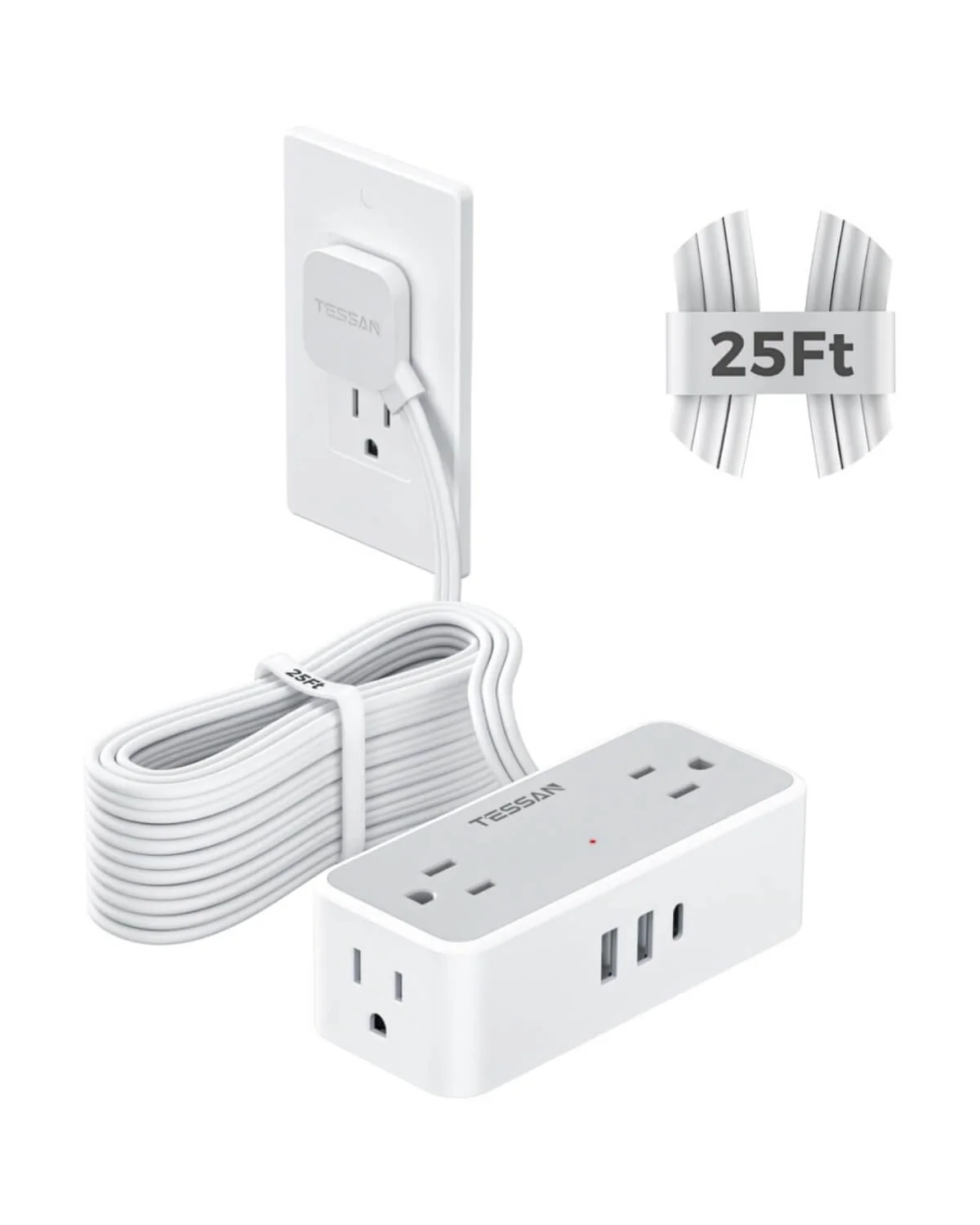 TESSAN Flat Plug Surge Protector Power Strip 1020 - Image 6