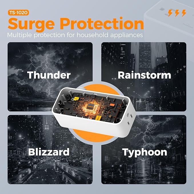 TESSAN Flat Plug Surge Protector Power Strip 1020 - Image 8