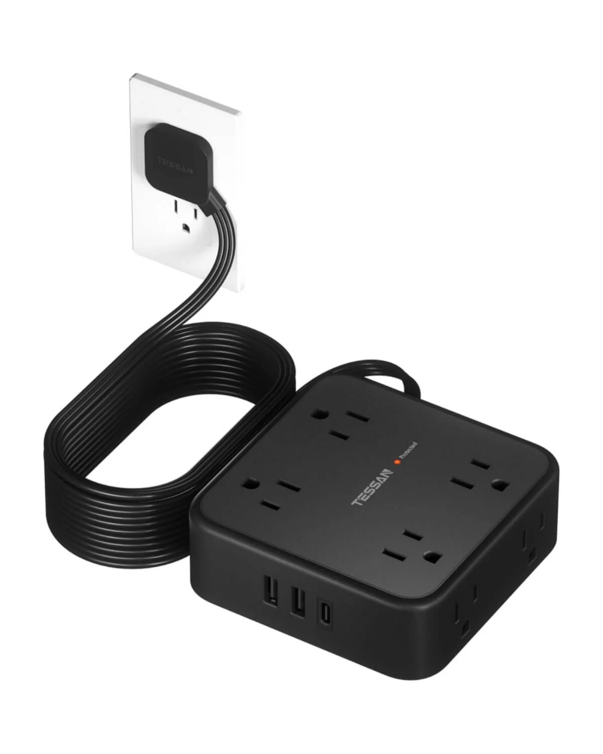 TESSAN Flat Plug Surge Protector Power Strip 1026 - Image 3