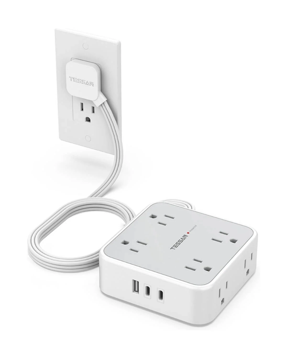 TESSAN Flat Plug Surge Protector Power Strip 1026 - Image 4
