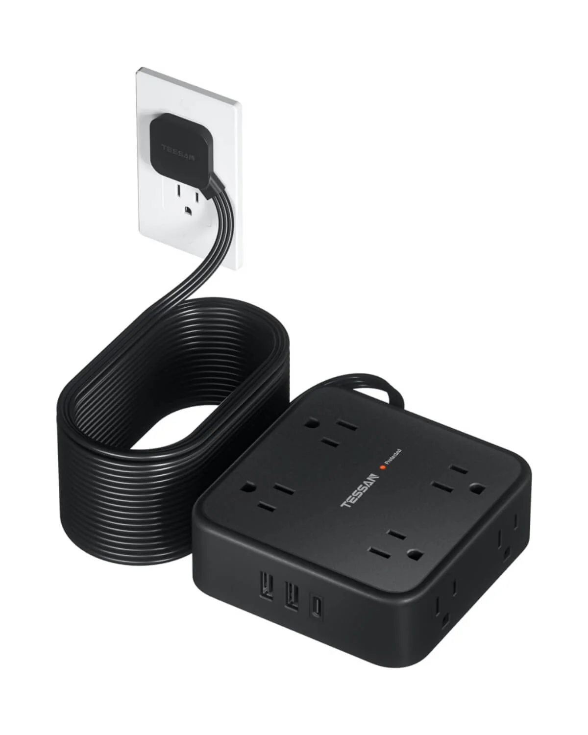 TESSAN Flat Plug Surge Protector Power Strip 1026 - Image 5