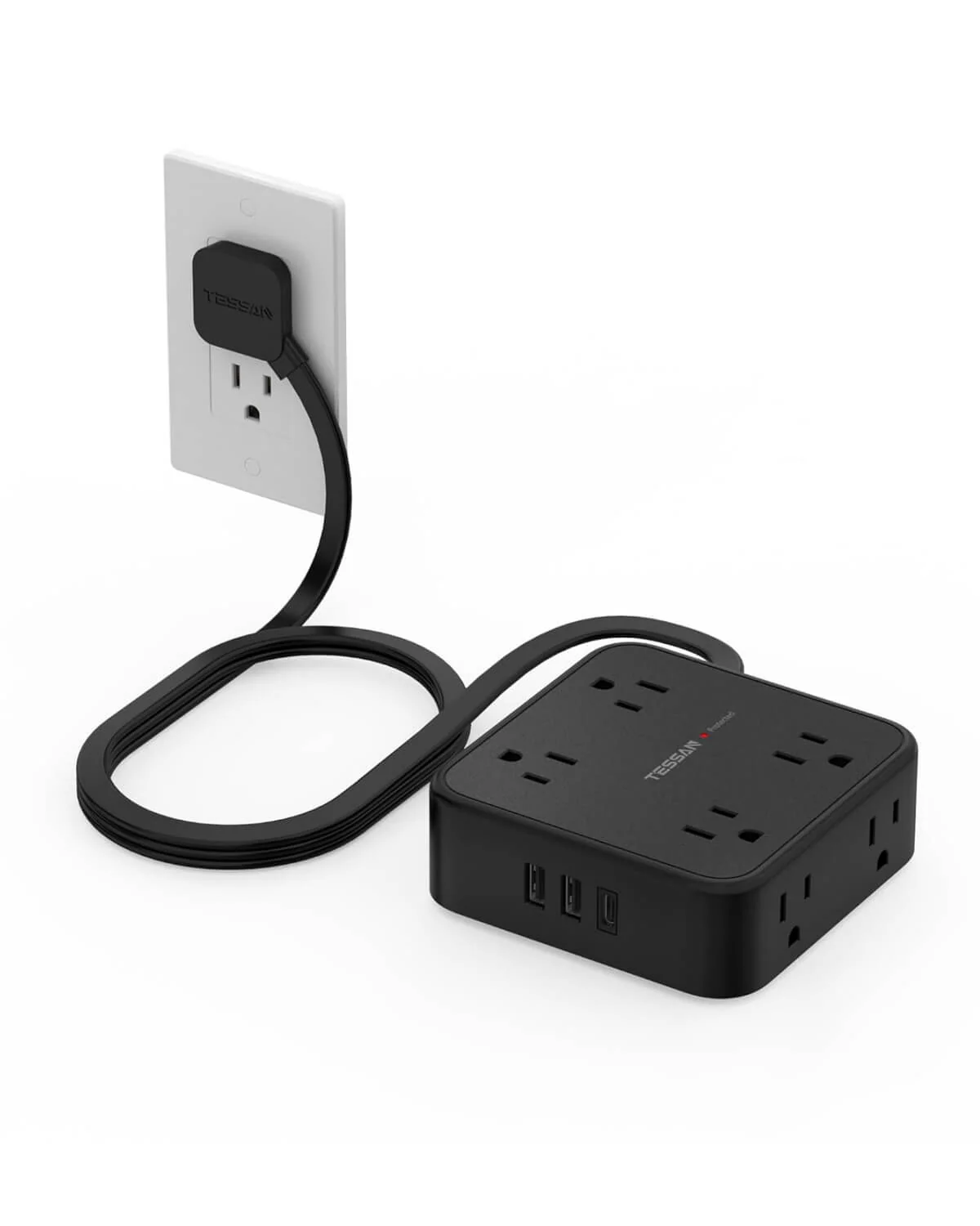 TESSAN Flat Plug Surge Protector Power Strip 1026 - Image 6