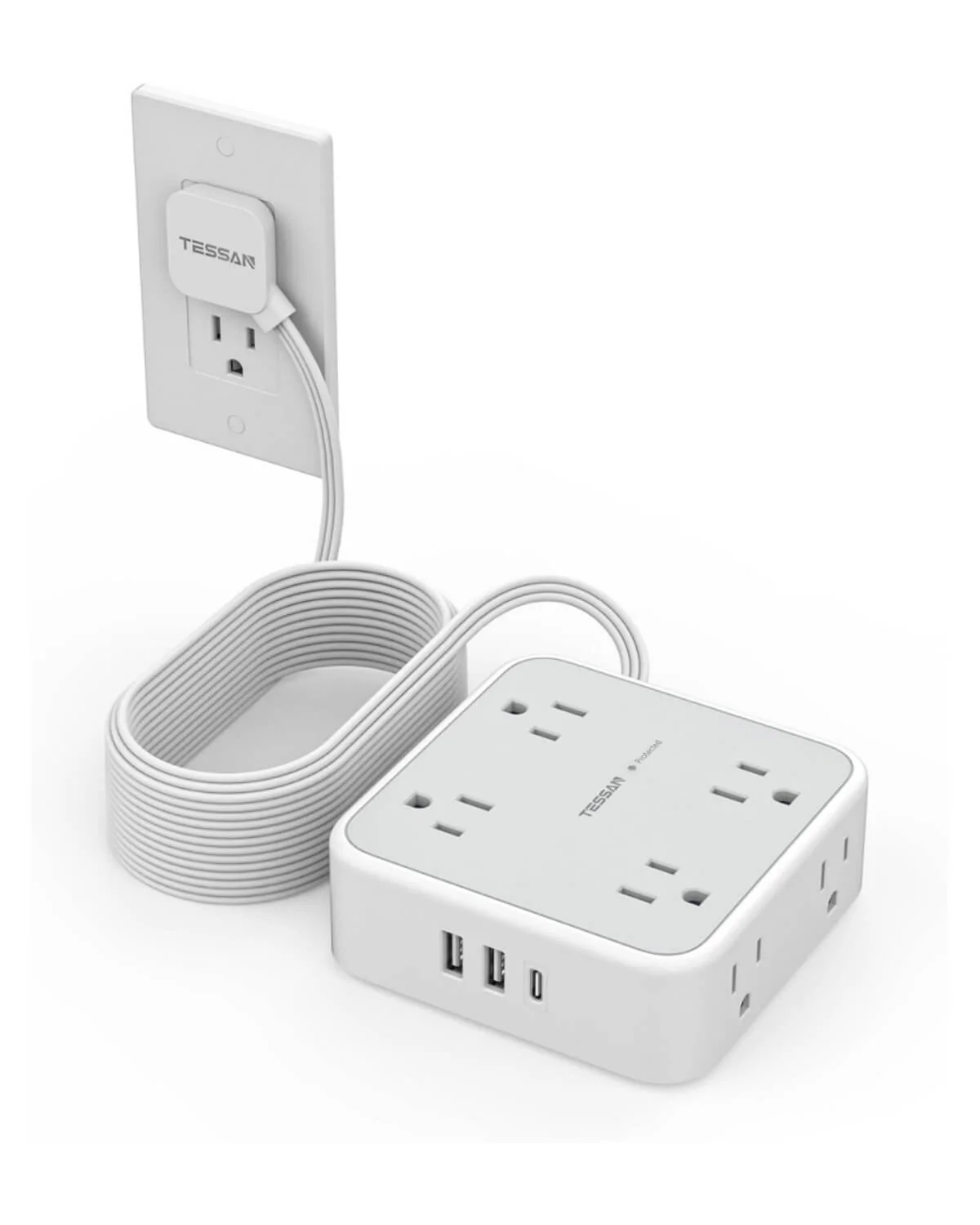 TESSAN Flat Plug Surge Protector Power Strip 1026 - Image 7