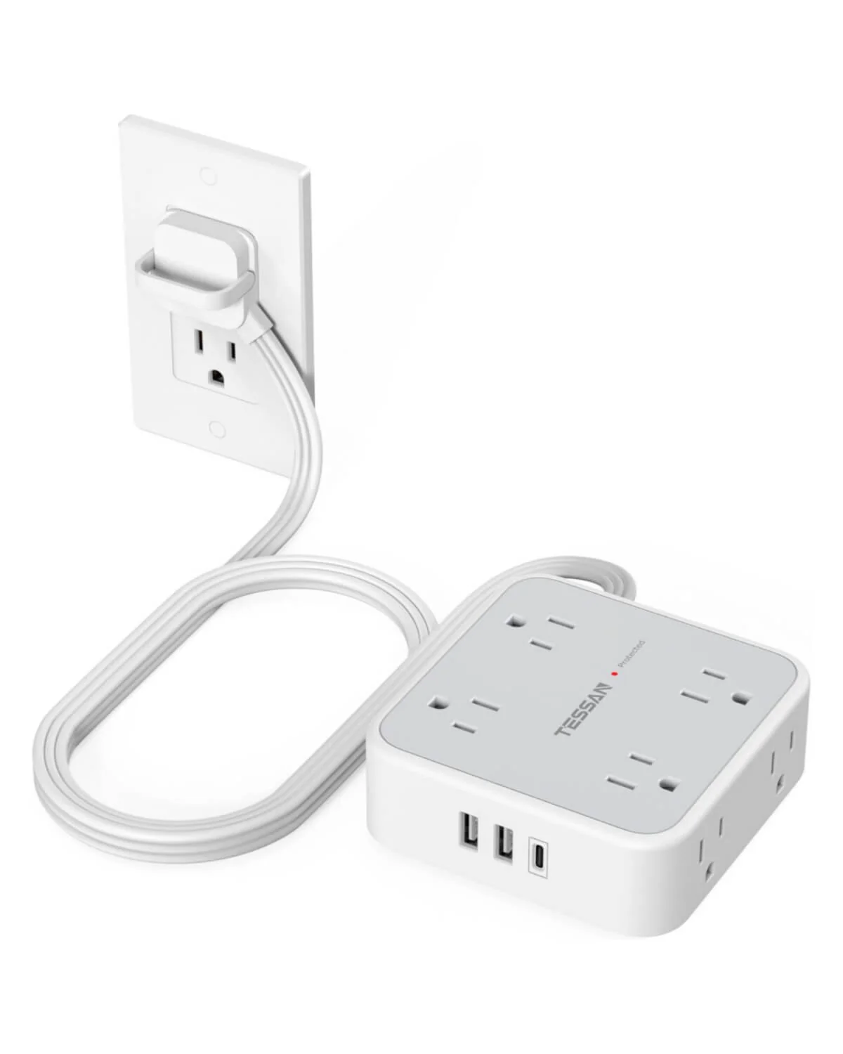 TESSAN Flat Plug Surge Protector Power Strip 1026 - Image 8