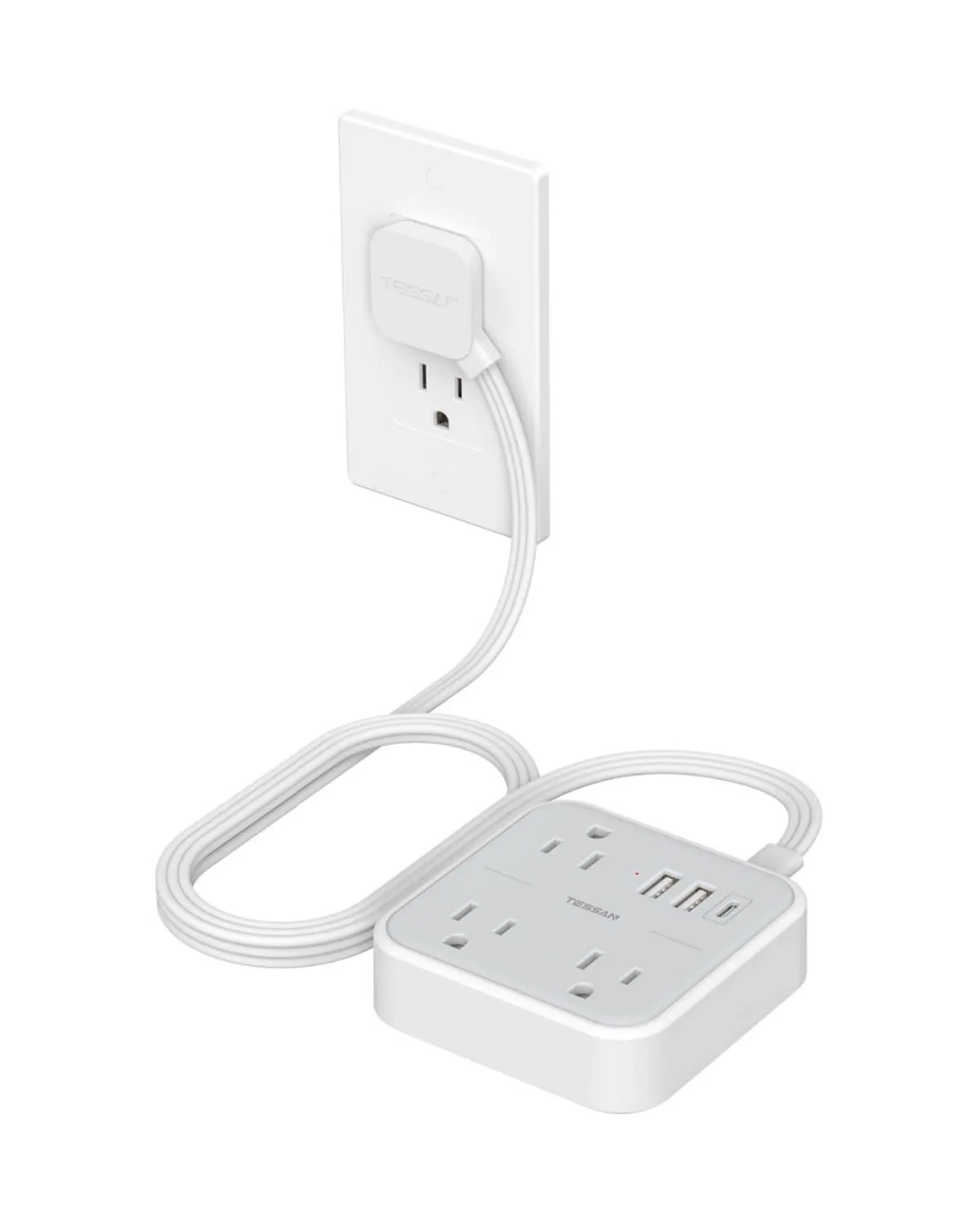 TESSAN 15W Flat Plug Surge Protector Power Strip 103 - Image 10