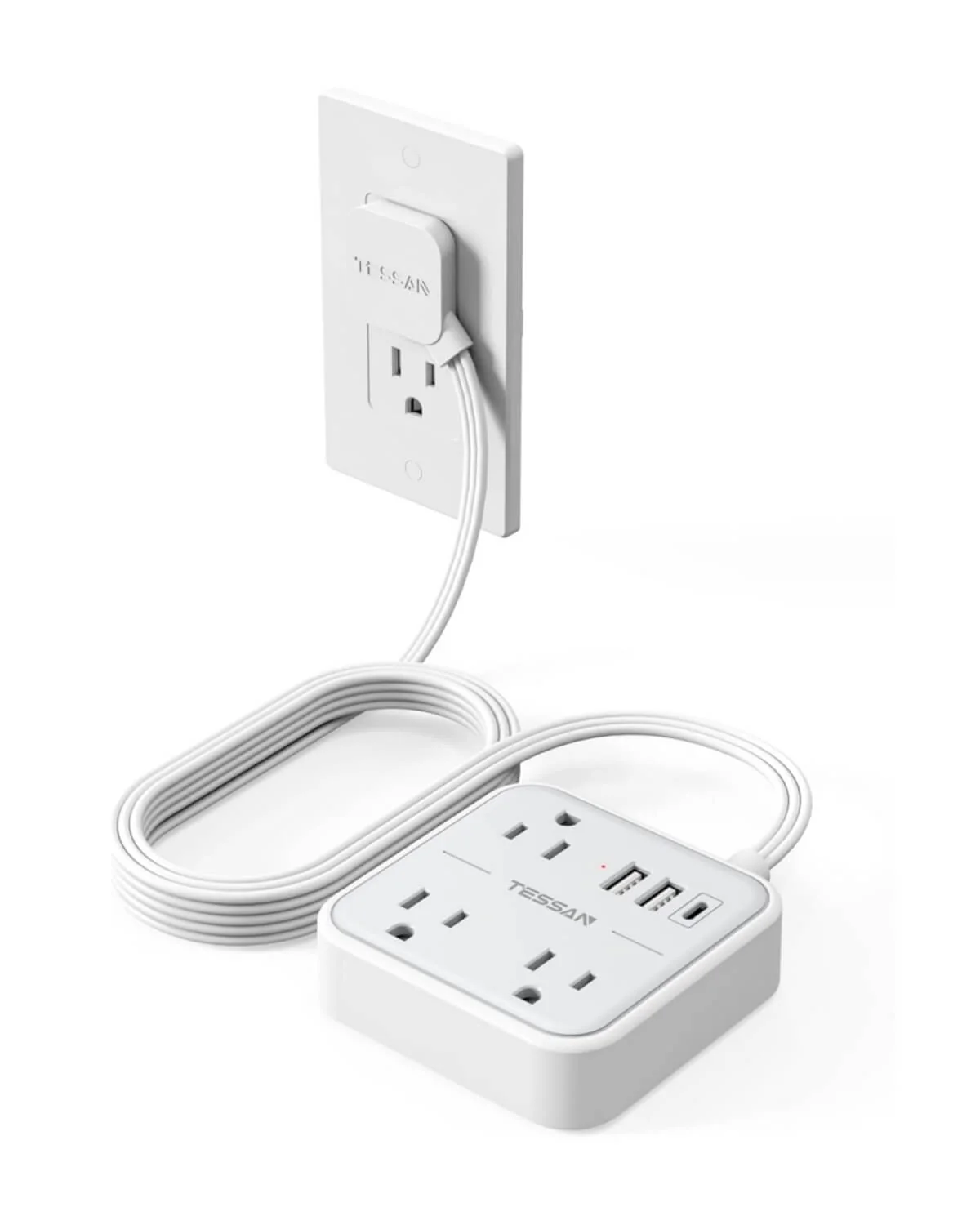 TESSAN 15W Flat Plug Surge Protector Power Strip 103 - Image 4