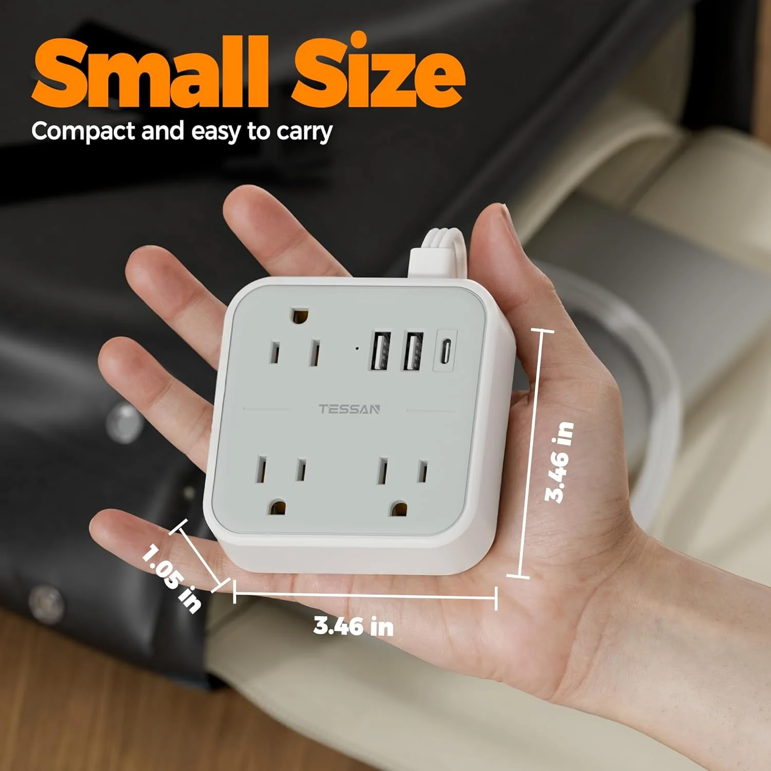 TESSAN 15W Flat Plug Surge Protector Power Strip 103 - Image 7