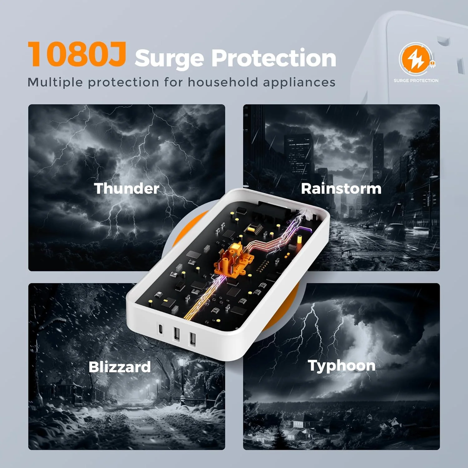 TESSAN Flat Plug Surge Protector Power Strip 108 - Image 10