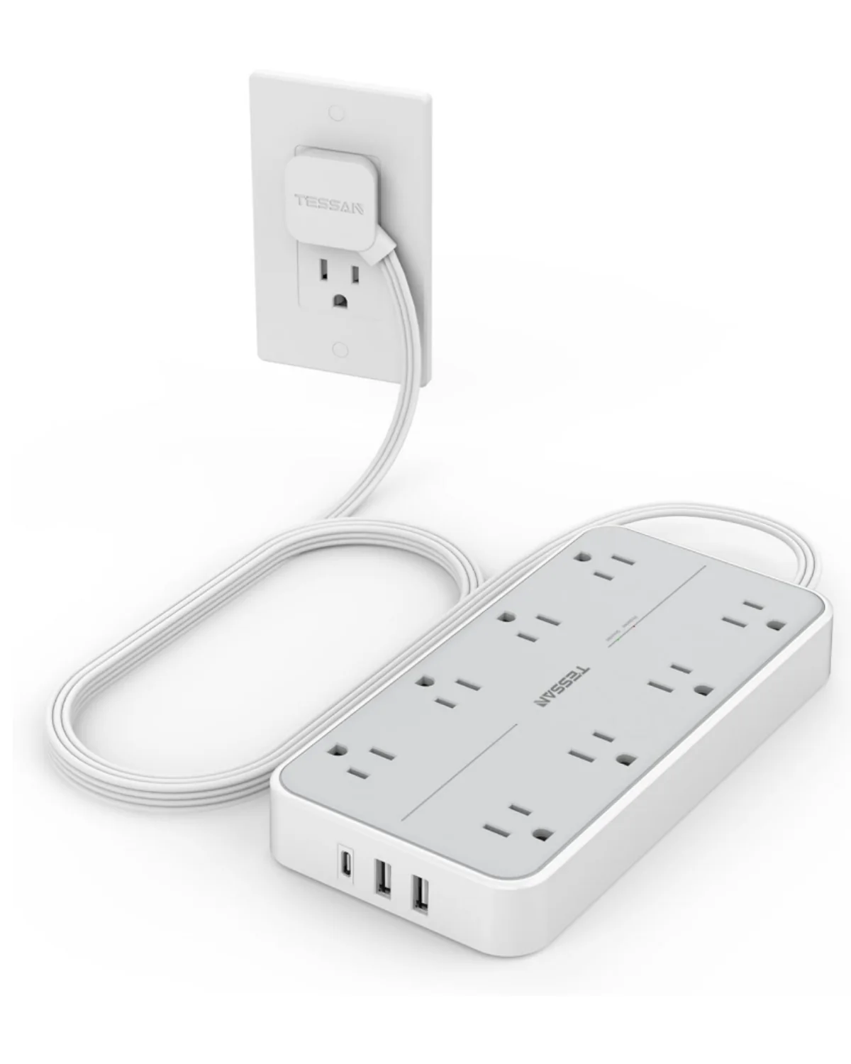 TESSAN Flat Plug Surge Protector Power Strip 108 - Image 4