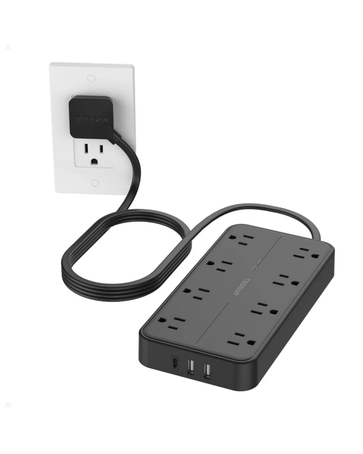 TESSAN Flat Plug Surge Protector Power Strip 108 - Image 5