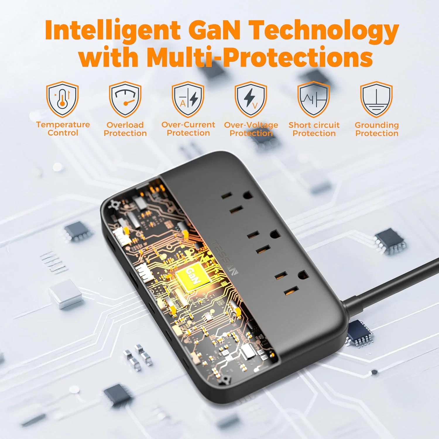 TESSAN Multiple Devices Fast Charging Station - Black - Image 6