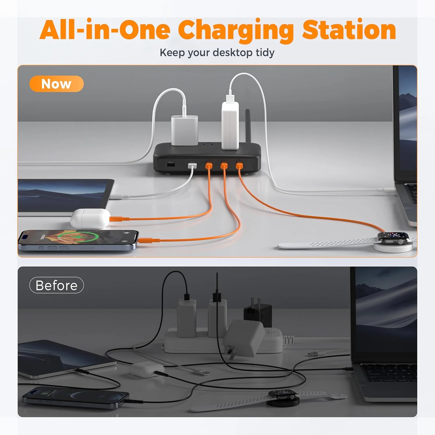TESSAN Multiple Devices Fast Charging Station - Black - Image 7