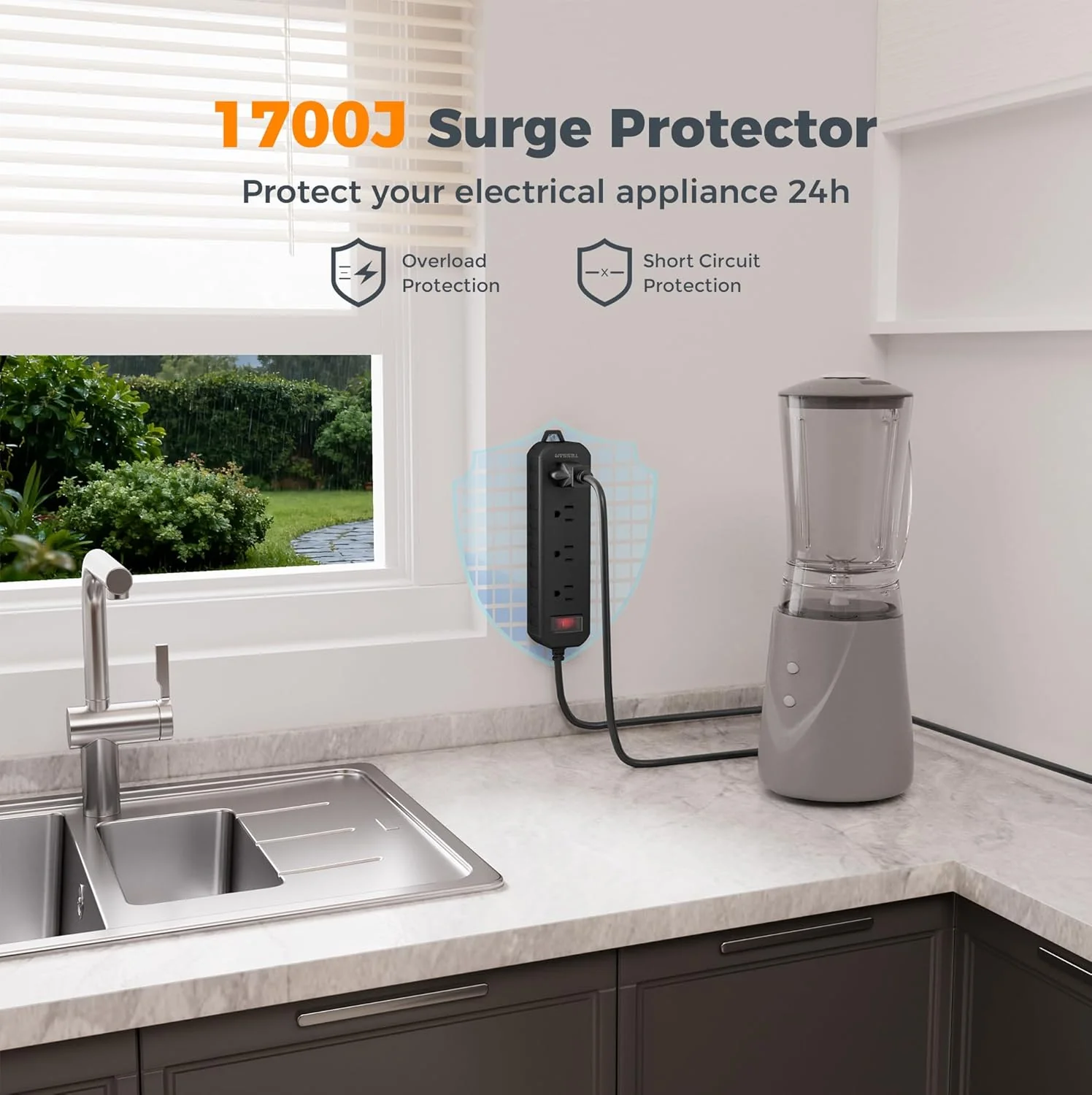 TESSAN Outdoor Weatherproof Surge Protector 1700J WP101 - Image 4