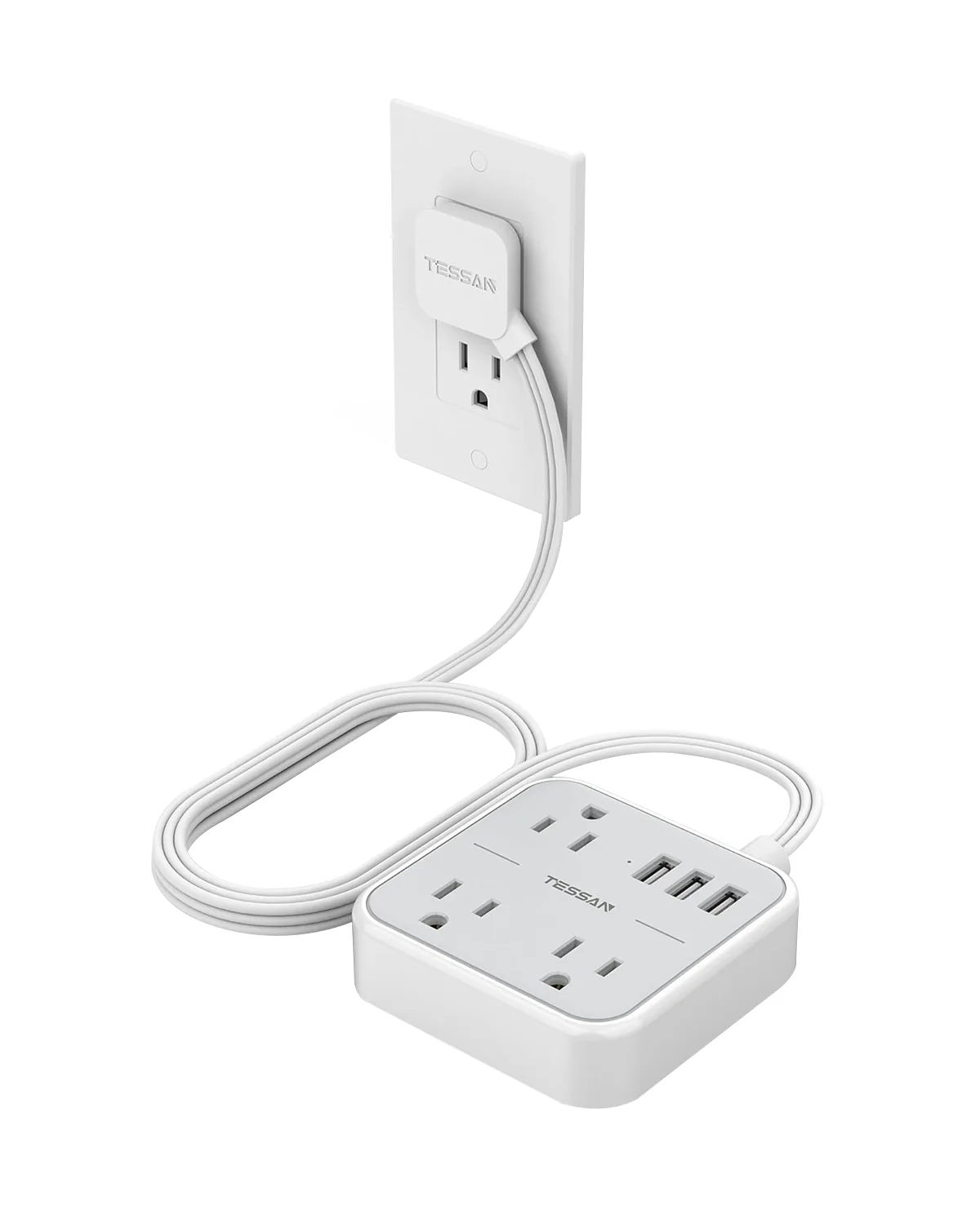 TESSAN Slim Power Strip with 3 USB (1 USB C) Ports, Ultra Thin Flat Extension Cord 5 FT - Image 7