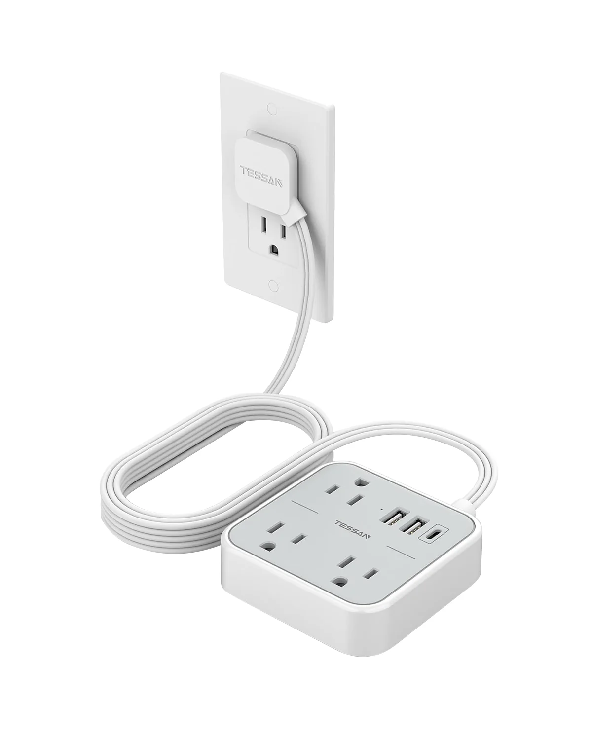 TESSAN Slim Power Strip with 3 USB (1 USB C) Ports, Ultra Thin Flat Extension Cord 5 FT - Image 8