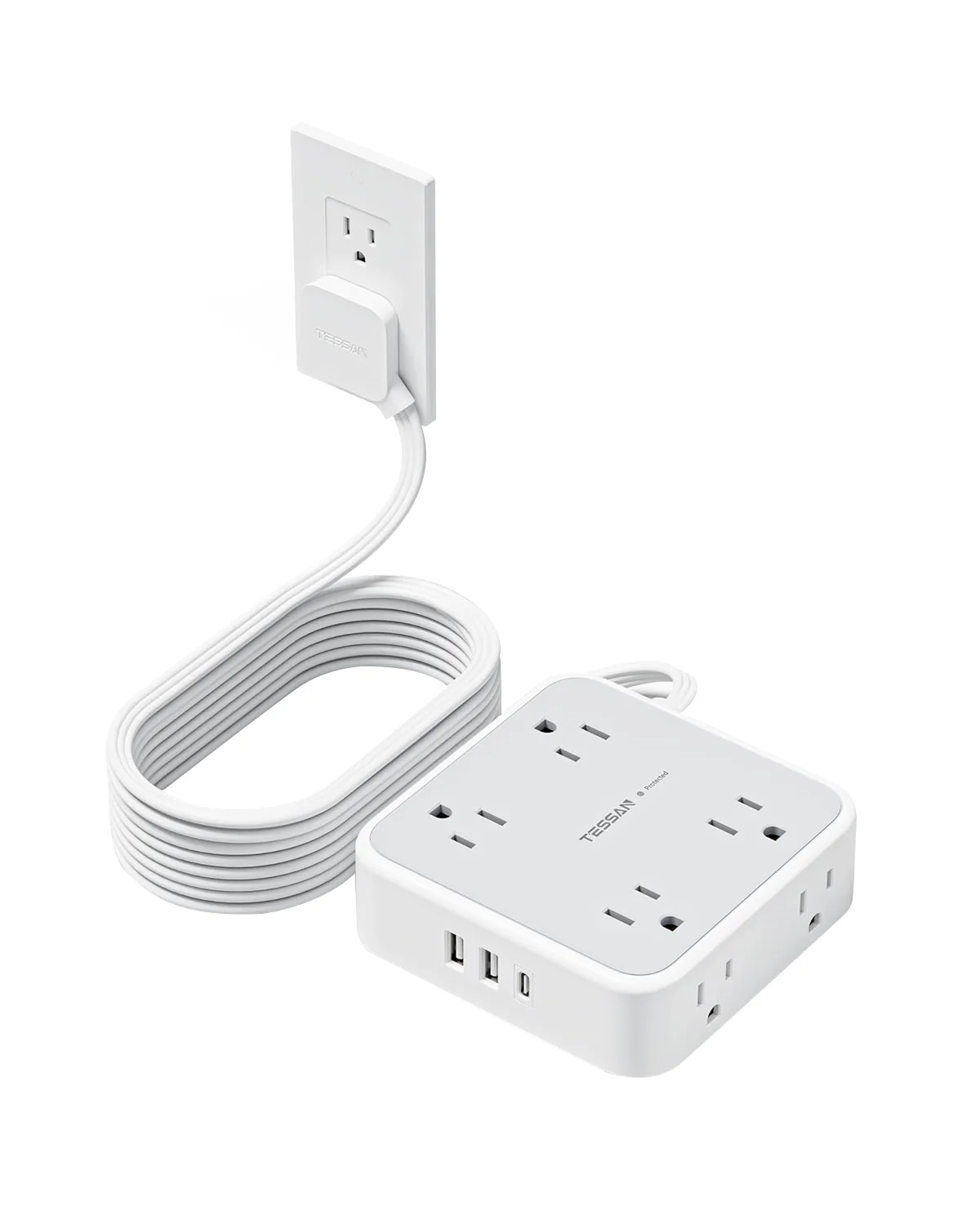 TESSAN Surge Protector Power Strip with 8 AC Outlets, 3 USB(1 USB C) - Image 9
