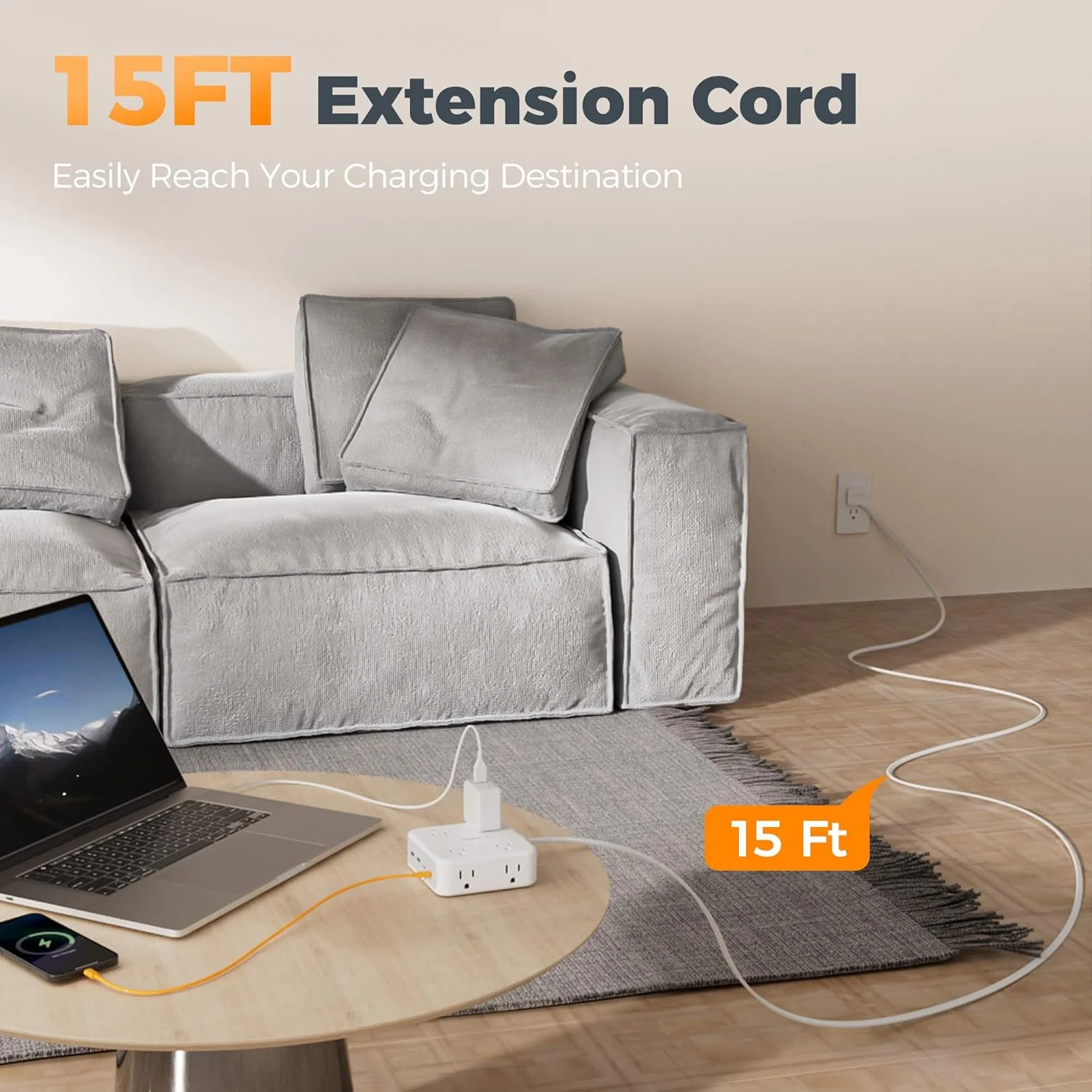 TESSAN 15 Ft Surge Protector Power Strip PS07 - Image 8