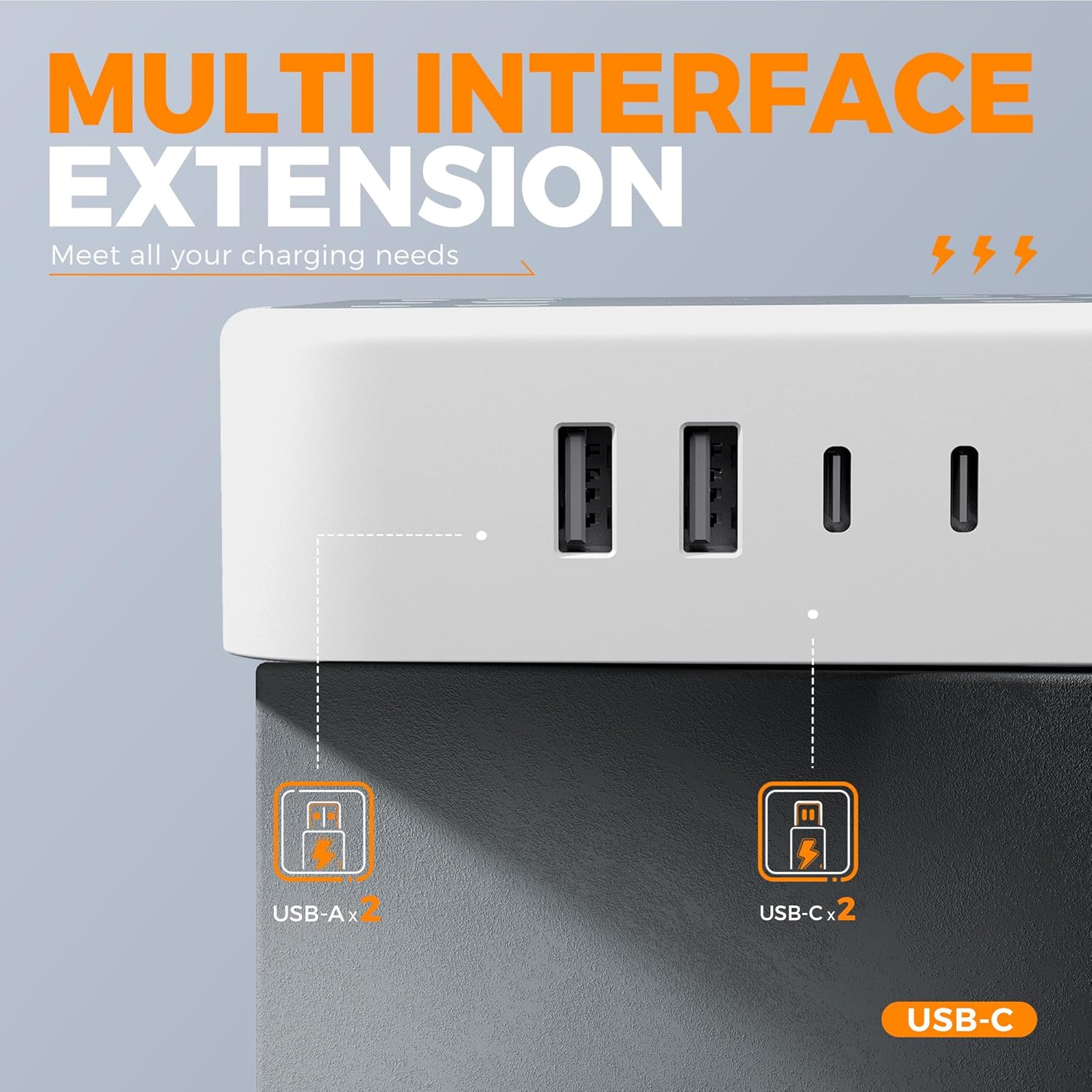 Tessan Flat Extension Cord Surge Protector Power Strip PS02 - Image 4