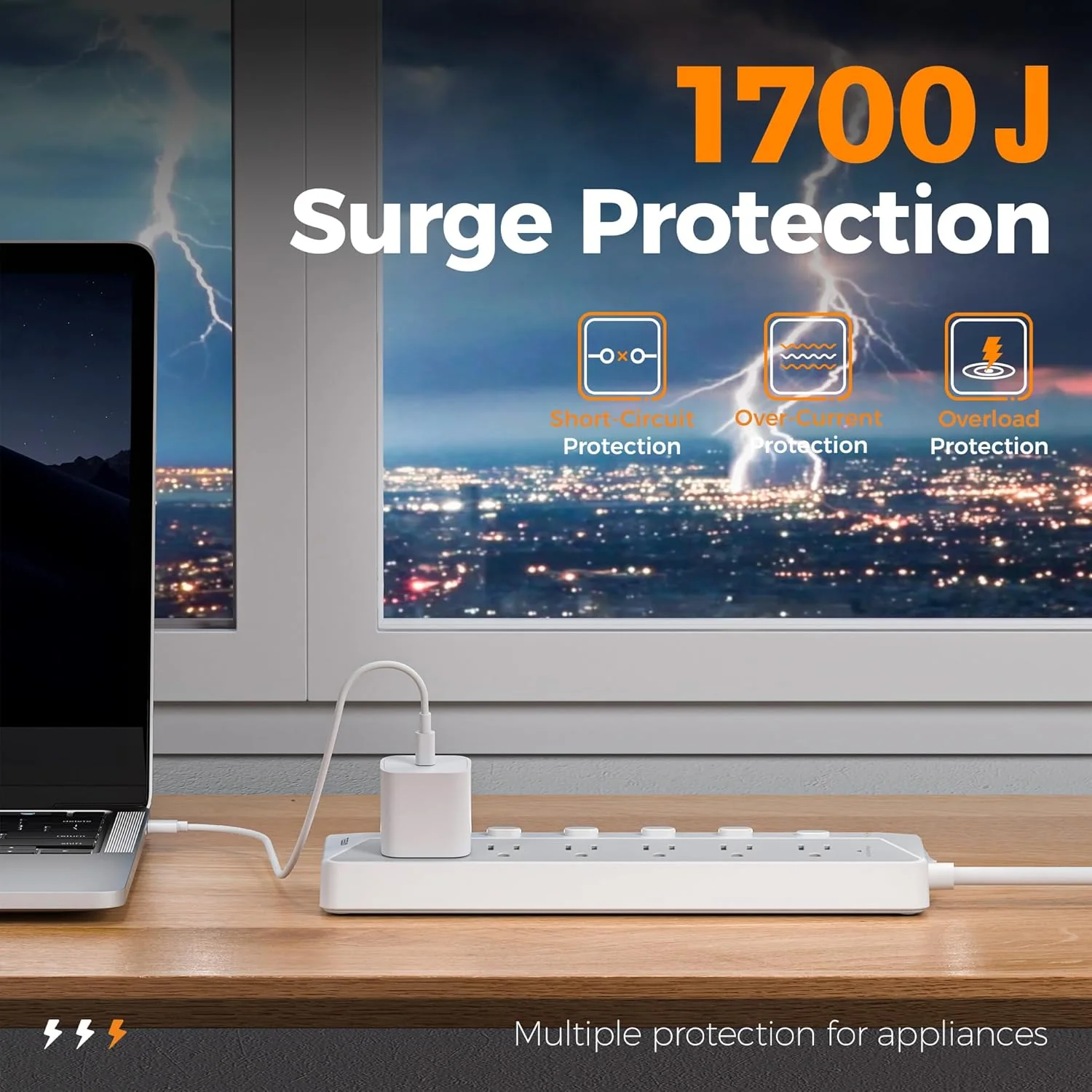 TESSAN 12 Outlets Surge Protector Power Strip 6FT - Image 4