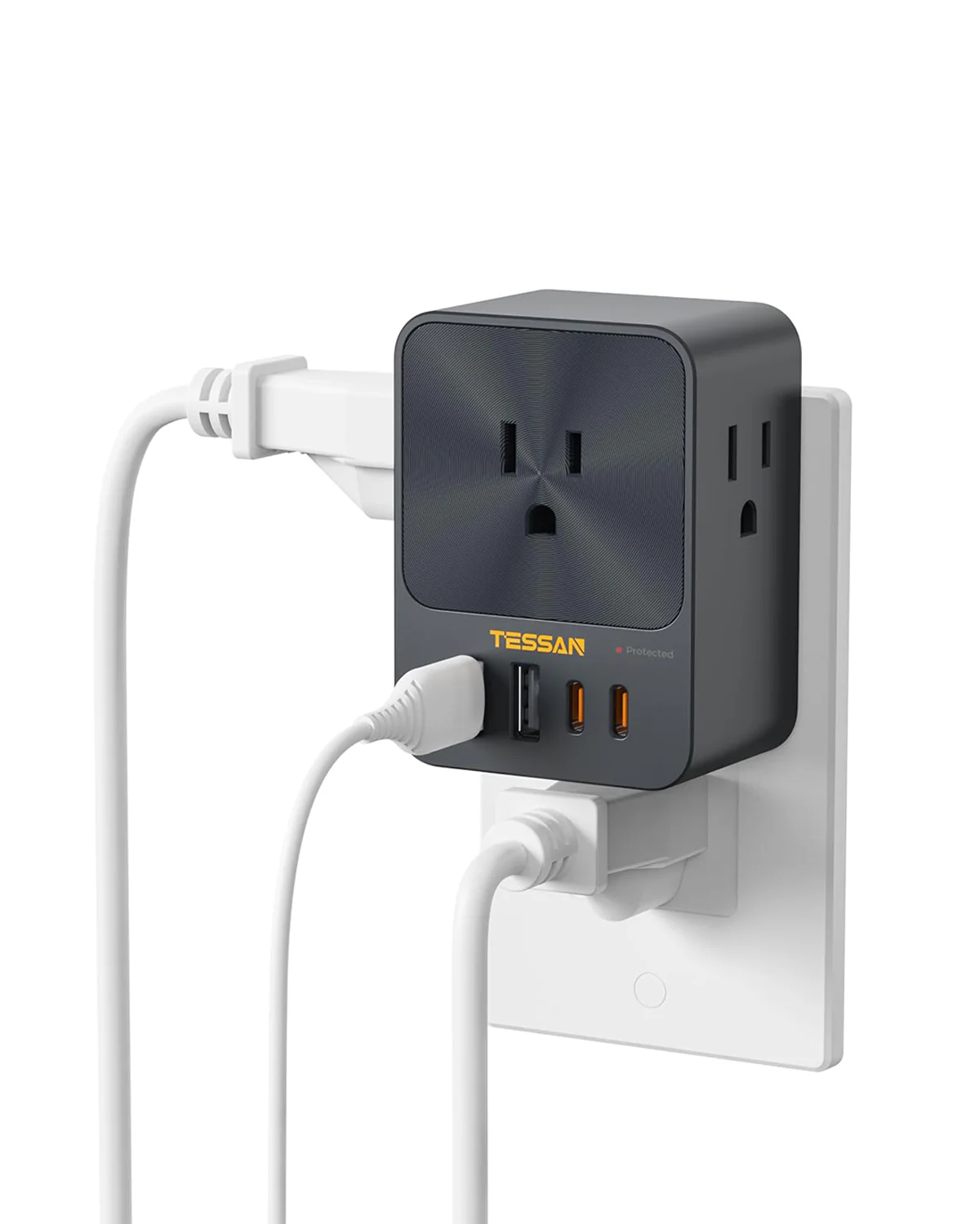 TESSAN Outlet Extender With USB Ports, Surge Protection, 30W Fast Charging - Image 3