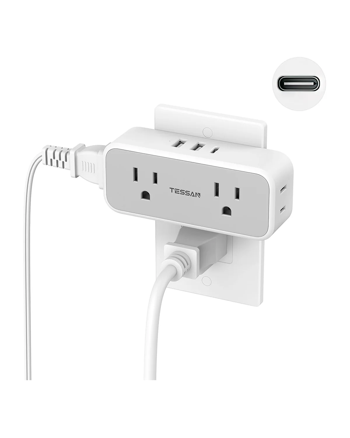 TESSAN 4 Electrical Multiple Outlet Extender with 3 USB Ports, Multi Plug Outlet Splitter with USB - Image 9