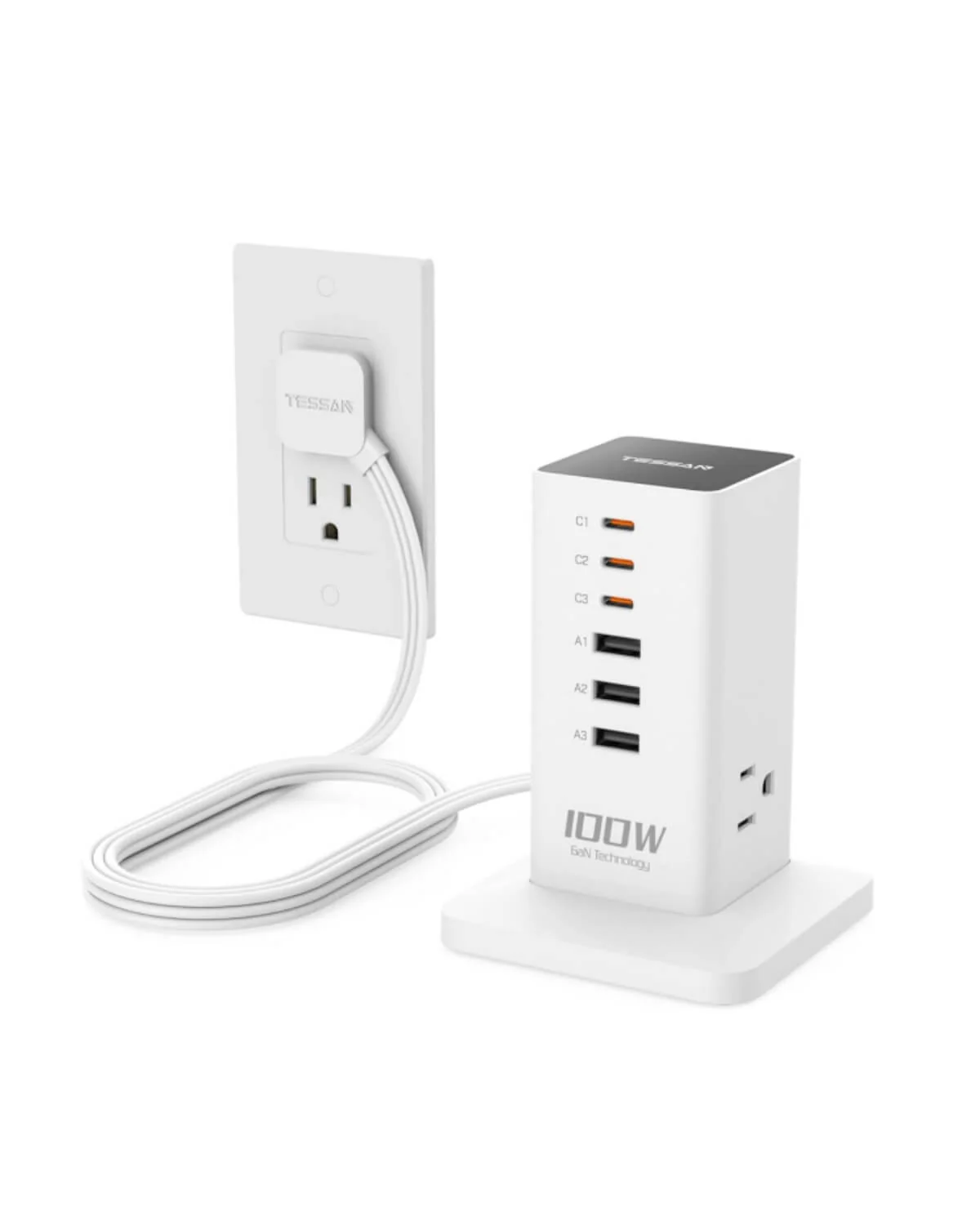 TESSAN Vertical GaN Desktop Power Hub Charging Station with PD - Image 16