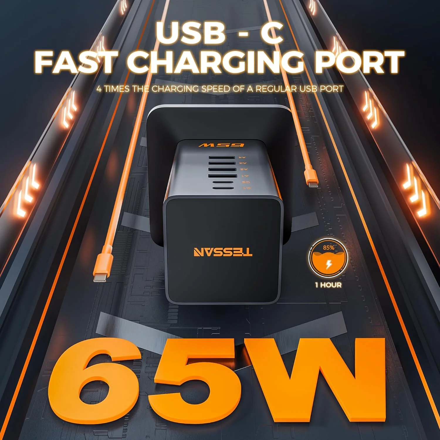 TESSAN Vertical GaN Desktop Power Hub Charging Station with PD - Image 4