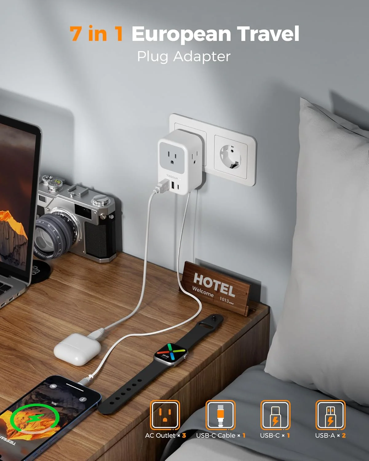 TESSAN European Travel Plug Adapter 2 Pack - Image 4