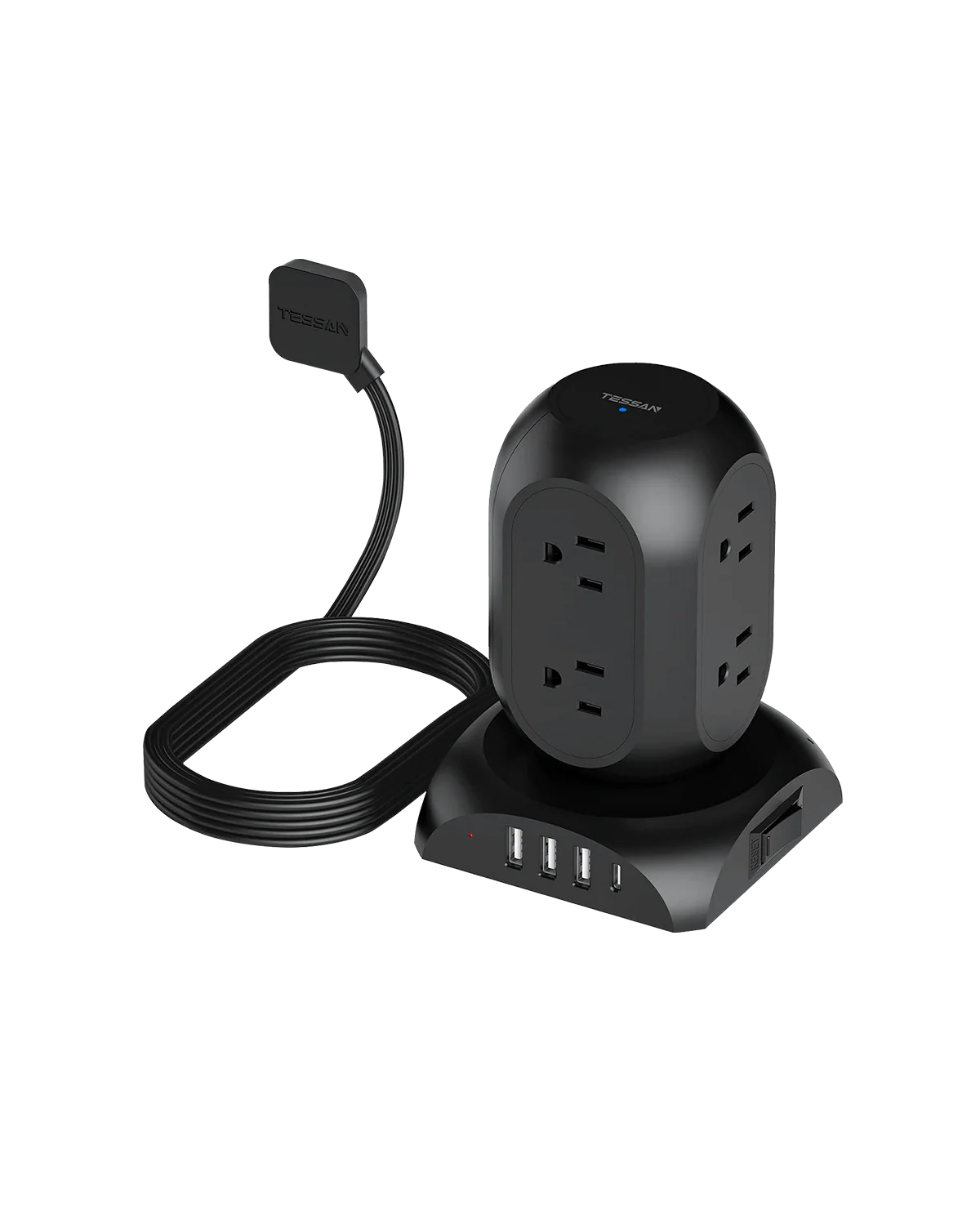 TESSAN Flat Plug Extension Cord 10 Ft with 8 AC Multiple Outlets 4 USB Ports (1 USB C) - Image 9