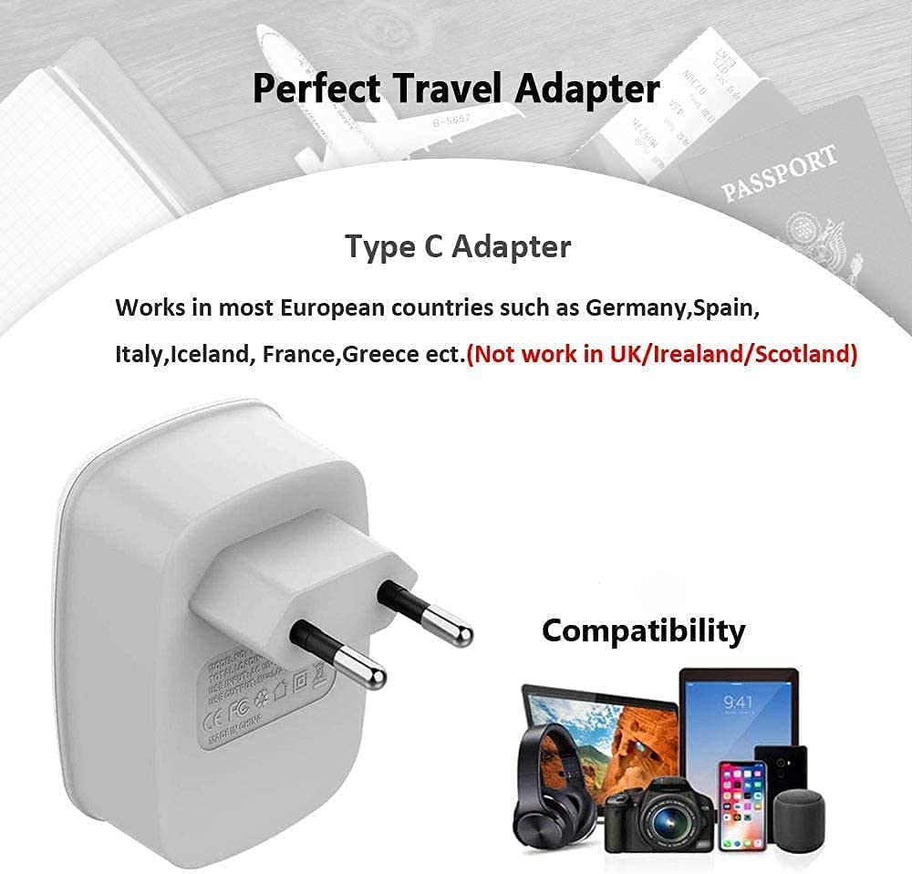 TESSAN International Power Adaptor 2 USB, European Travel Plug Adapter 3 Pack - Image 4