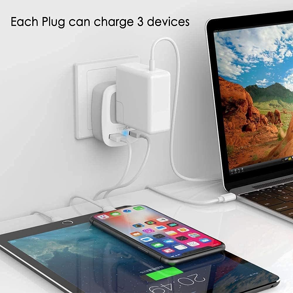 TESSAN International Power Adaptor 2 USB, European Travel Plug Adapter 3 Pack - Image 8