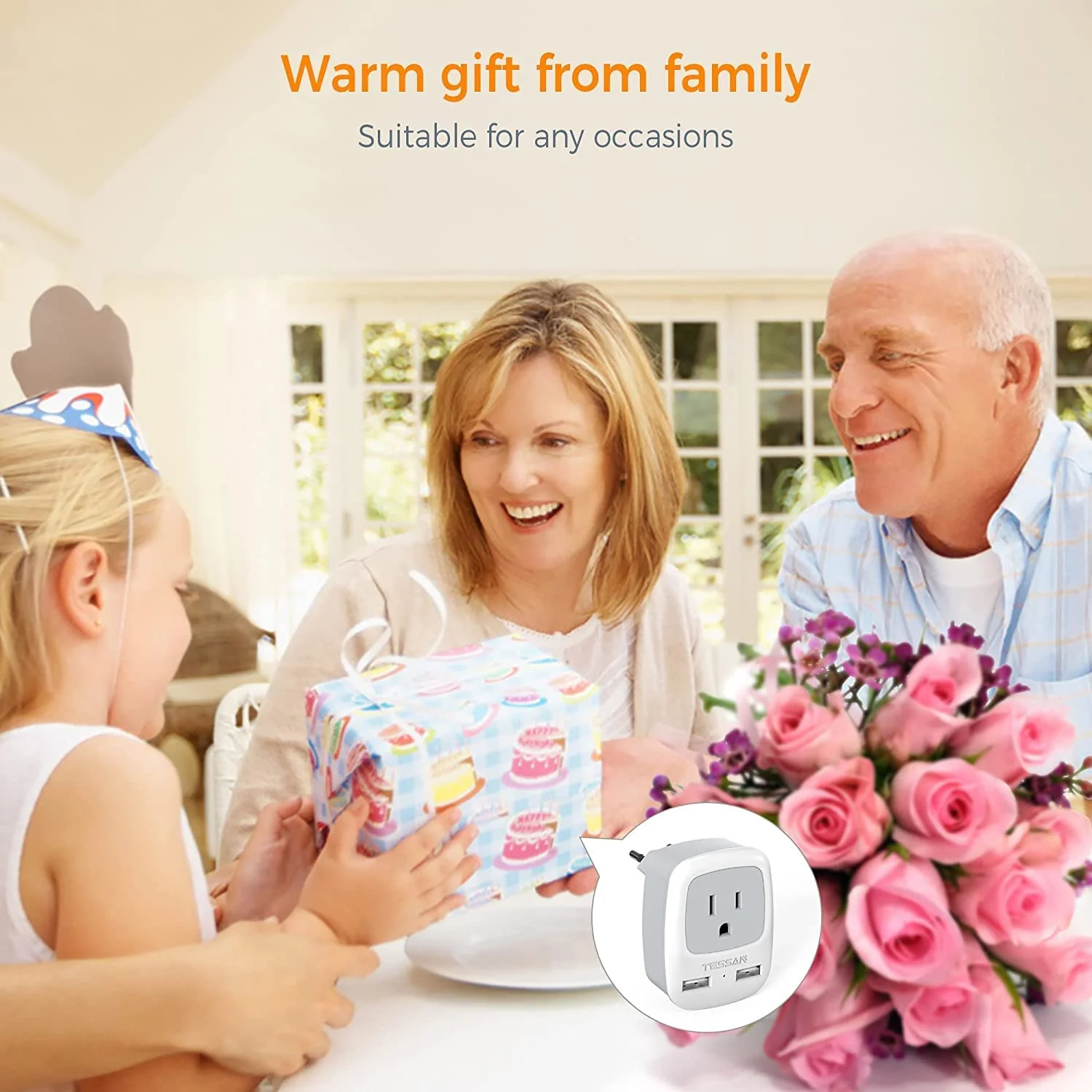 TESSAN International Power Outlet Adaptor with 2 USB, 2 Pack - Image 6