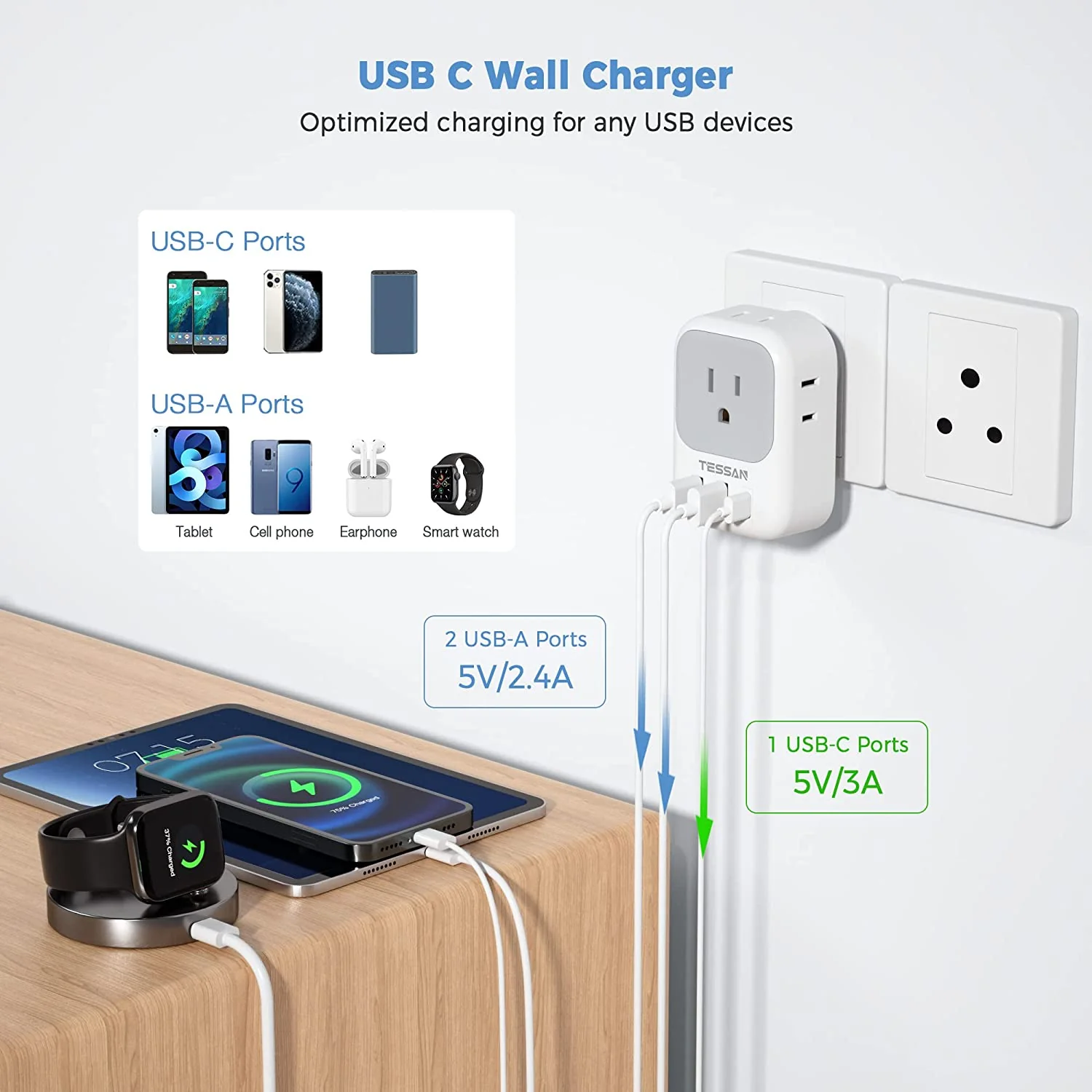 TESSAN US to South Africa Plug Adapter Type M - Image 4