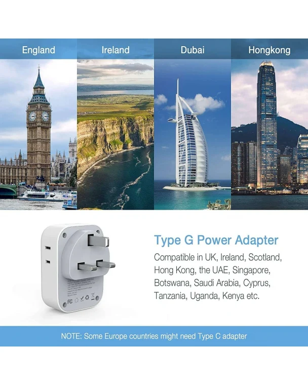 TESSAN US To UK/HK/Saudi Arabia Travel Adapter PD 15W - Image 5