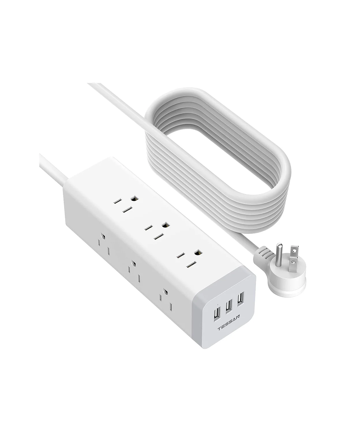 TESSAN Ultra Thin Flat Plug 6 FT Extension Cord with 9 Outlets 3 USB (1 USB C), Surge Protector Power Strip - Image 8